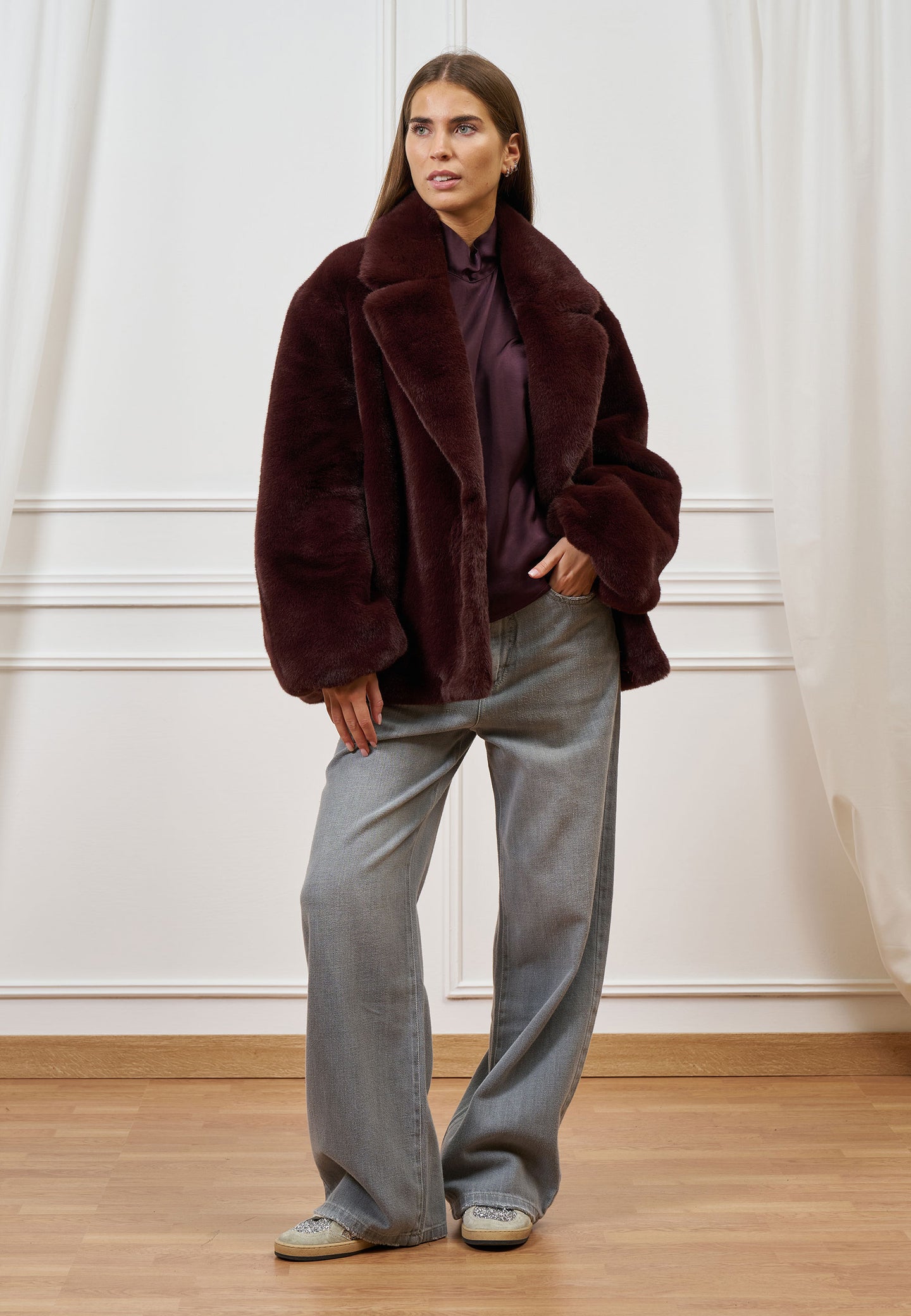 Cappotto over in ecopelliccia
