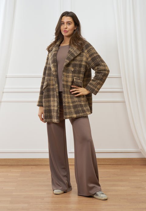 Cappotto over in lana a quadri