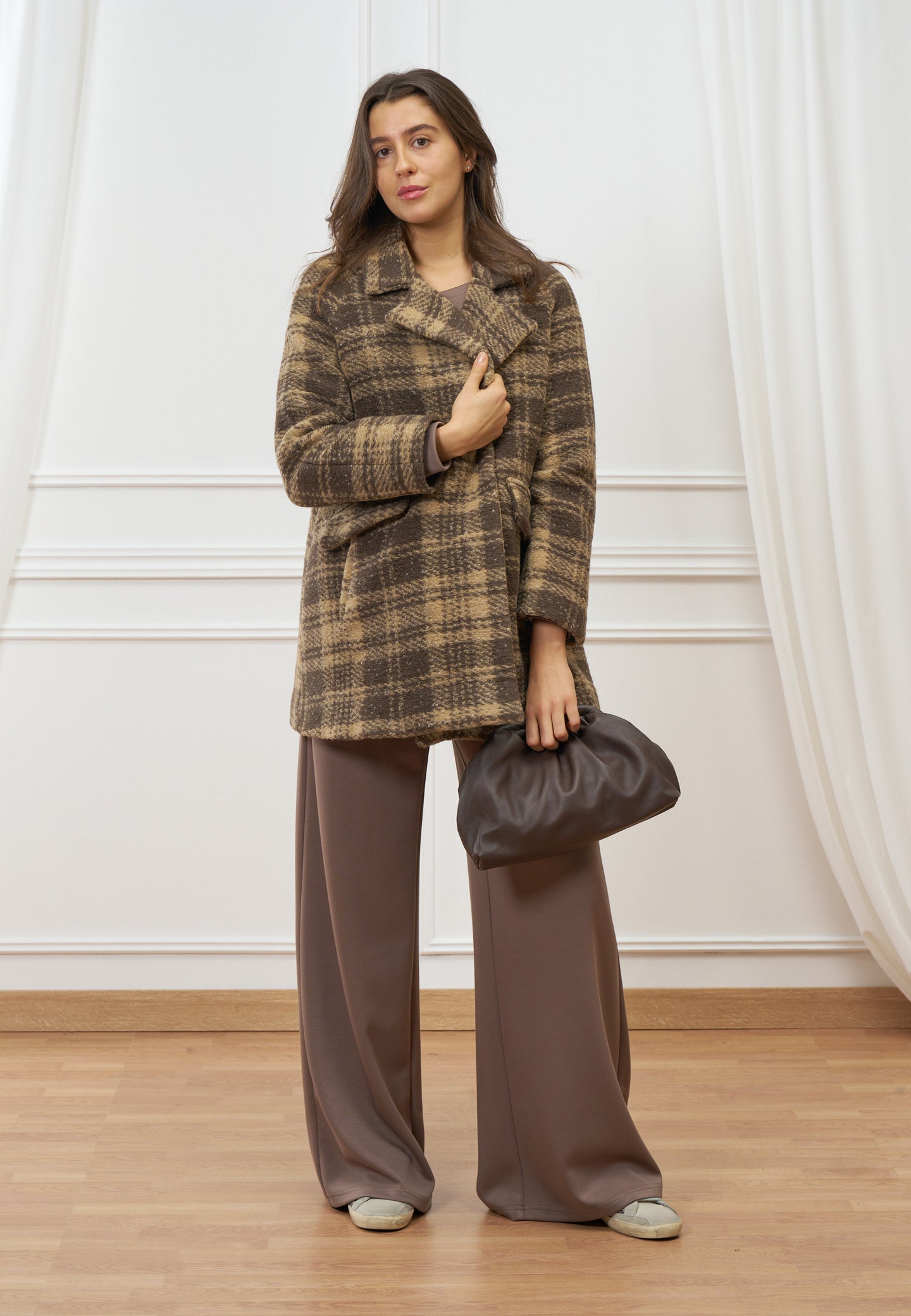 Cappotto over in lana a quadri