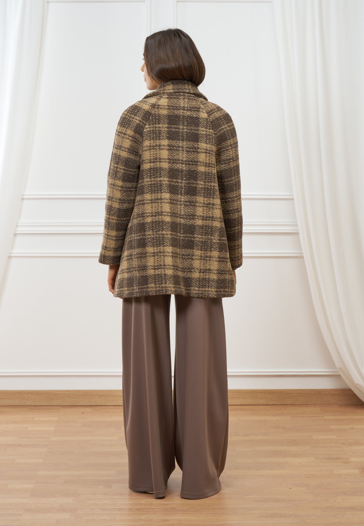 Cappotto over in lana a quadri