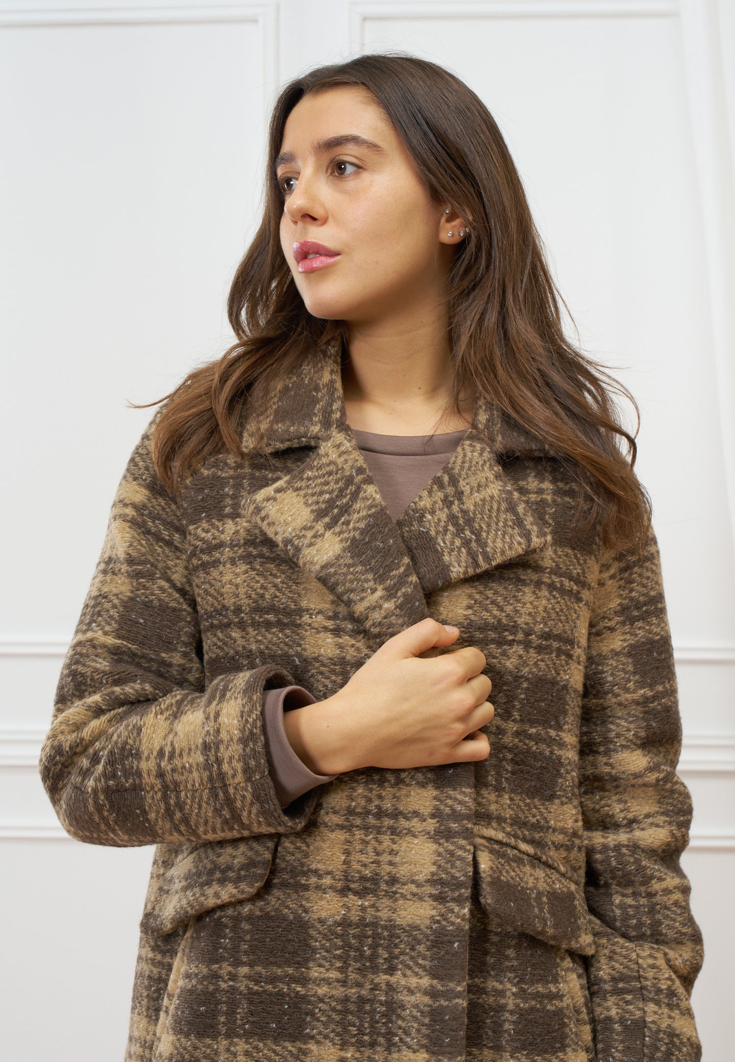 Cappotto over in lana a quadri