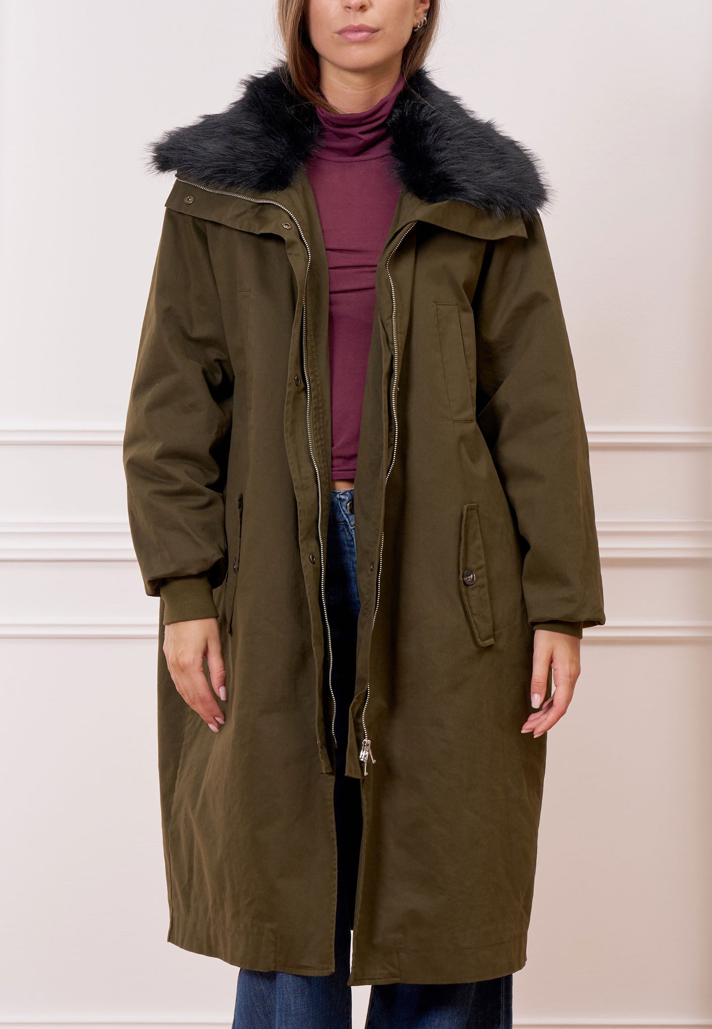 Cappotto parka con pelliccia