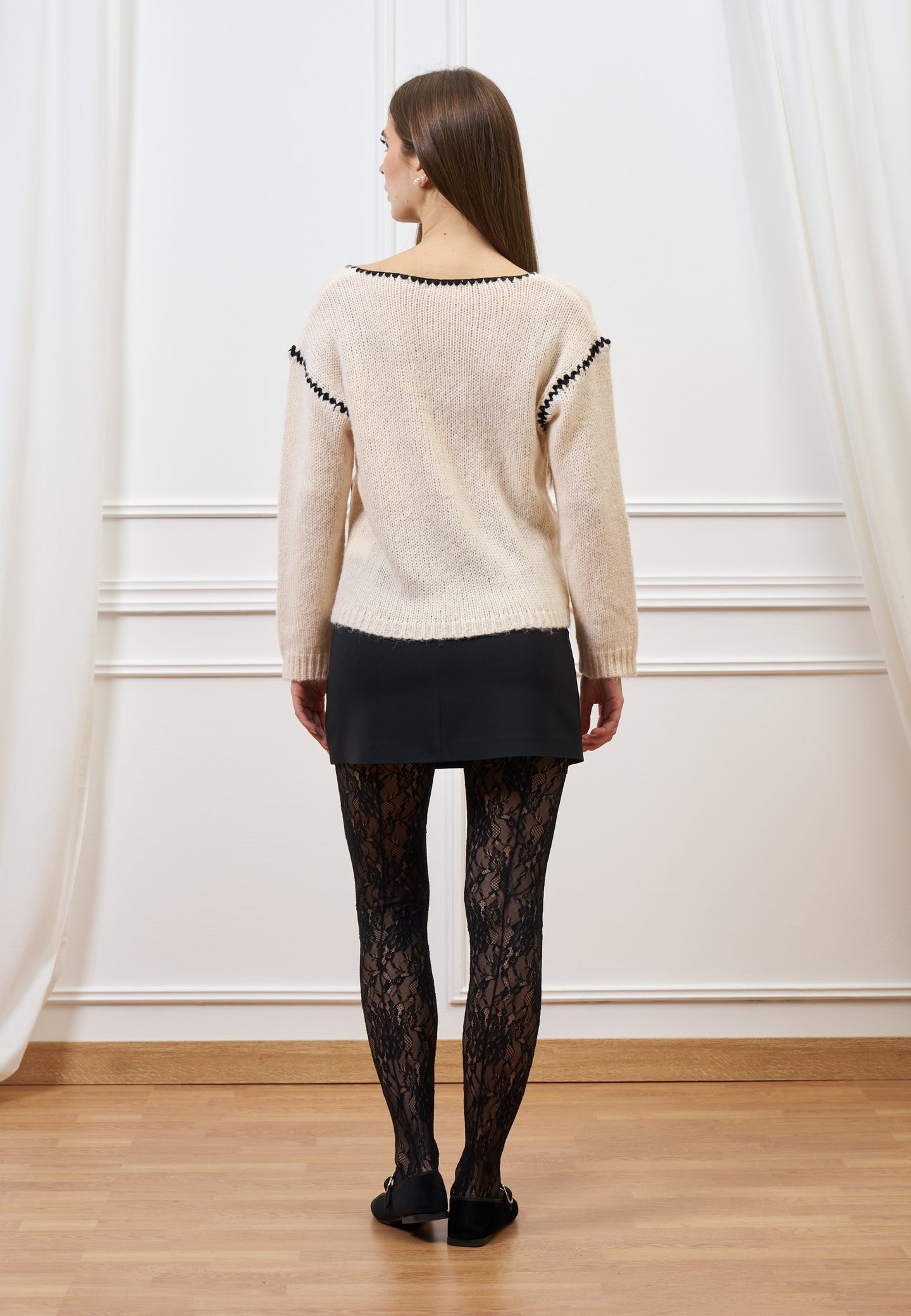 Cardigan con profili a contrasto