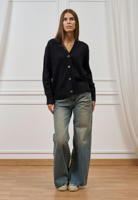 Cardigan scollo a v con bottoni