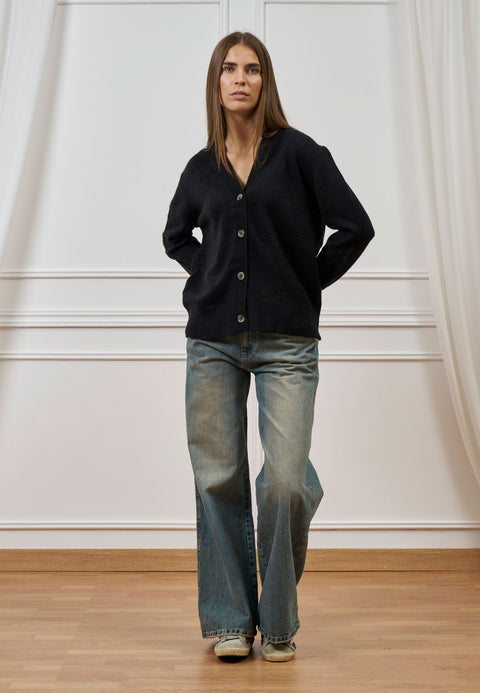 Cardigan scollo a v con bottoni