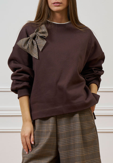 Felpa over con fiocco a quadri