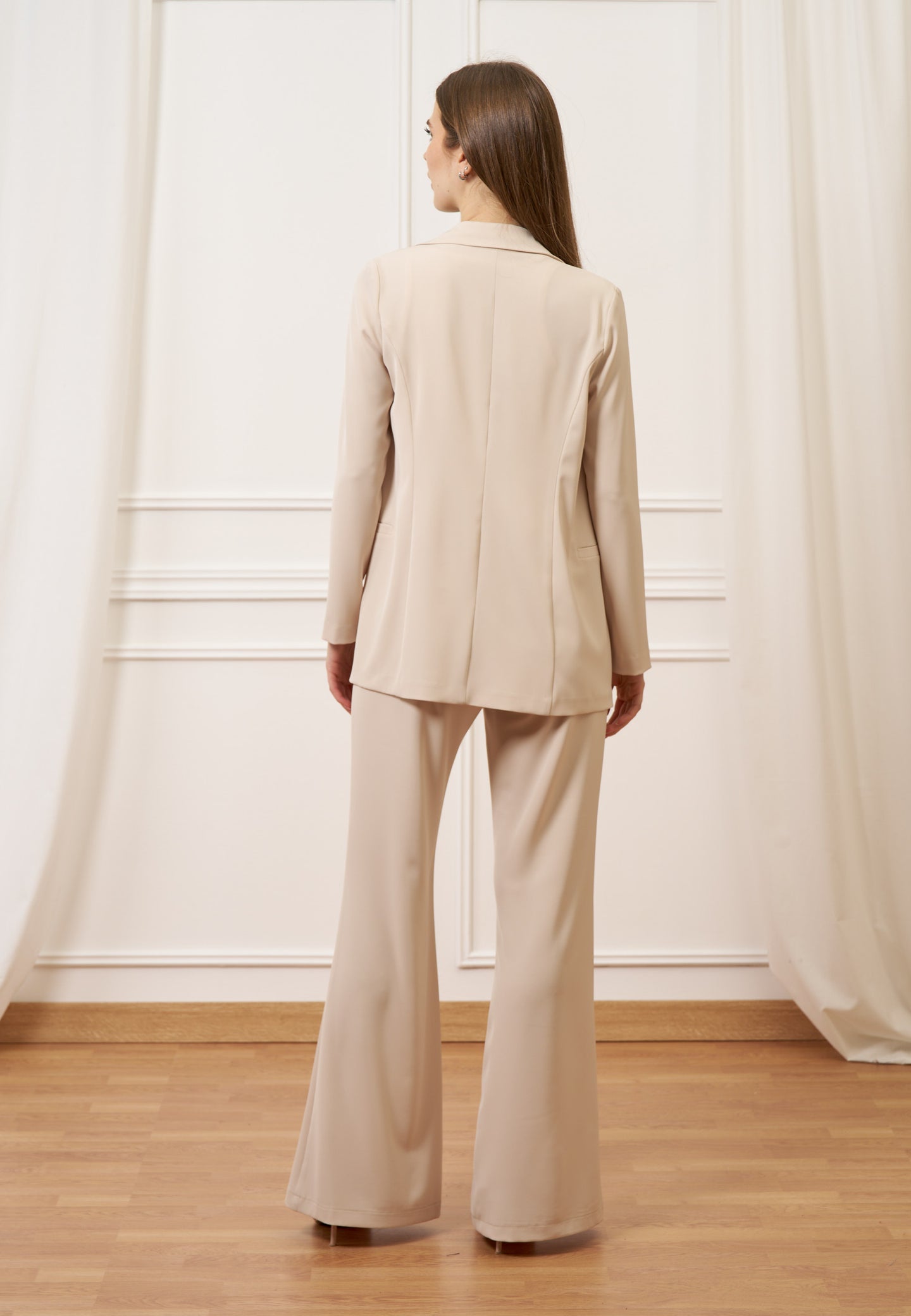 Giacca monopetto lunga - BEIGE