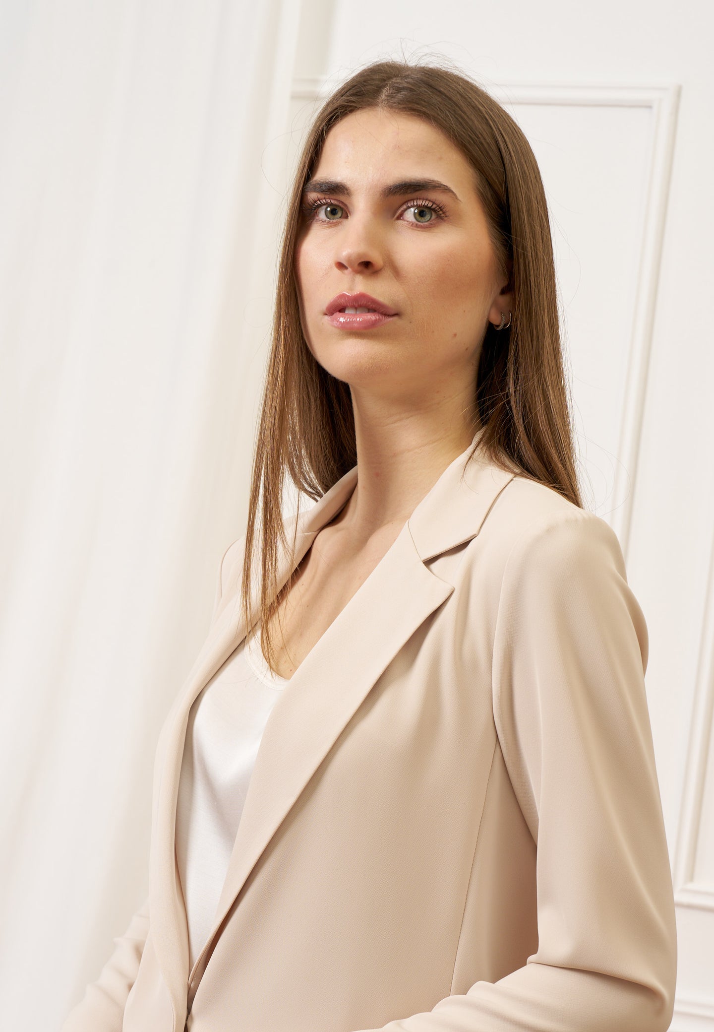 Giacca monopetto lunga - BEIGE