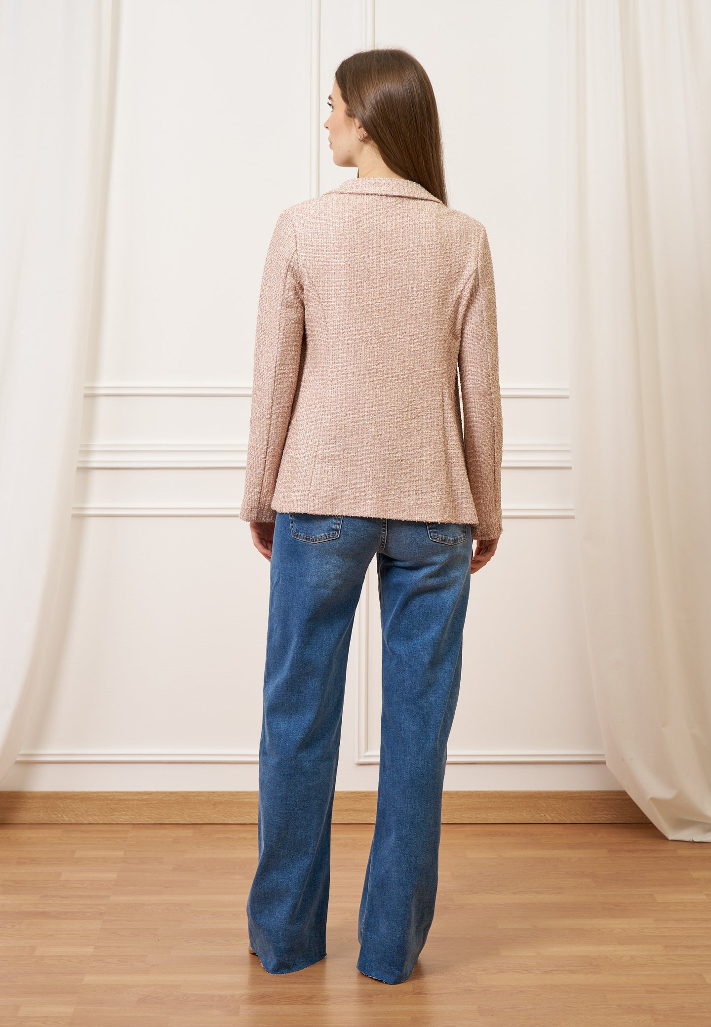 Giacca aperta jersey bouclè - ROSA