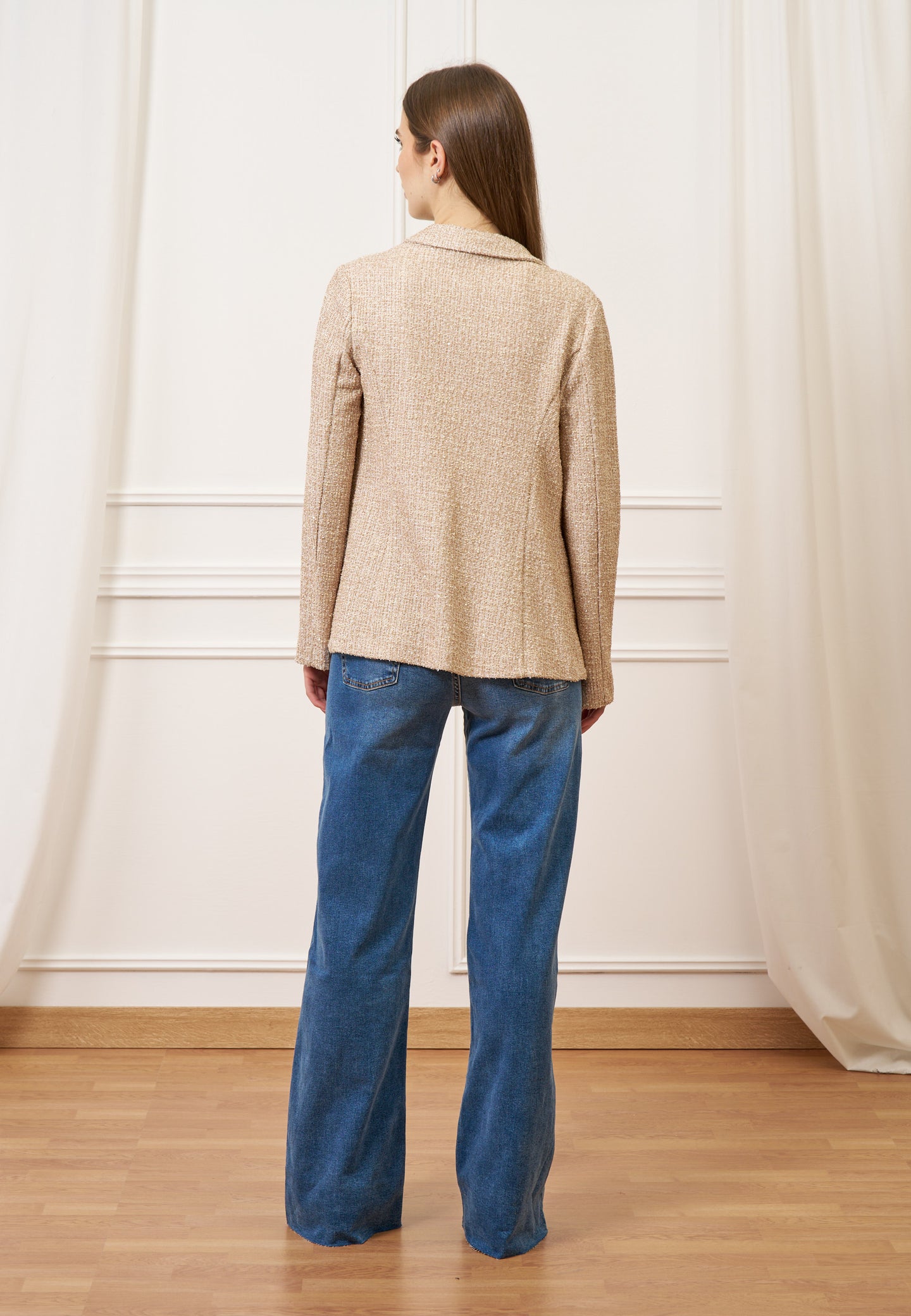 Giacca aperta jersey bouclè - BEIGE