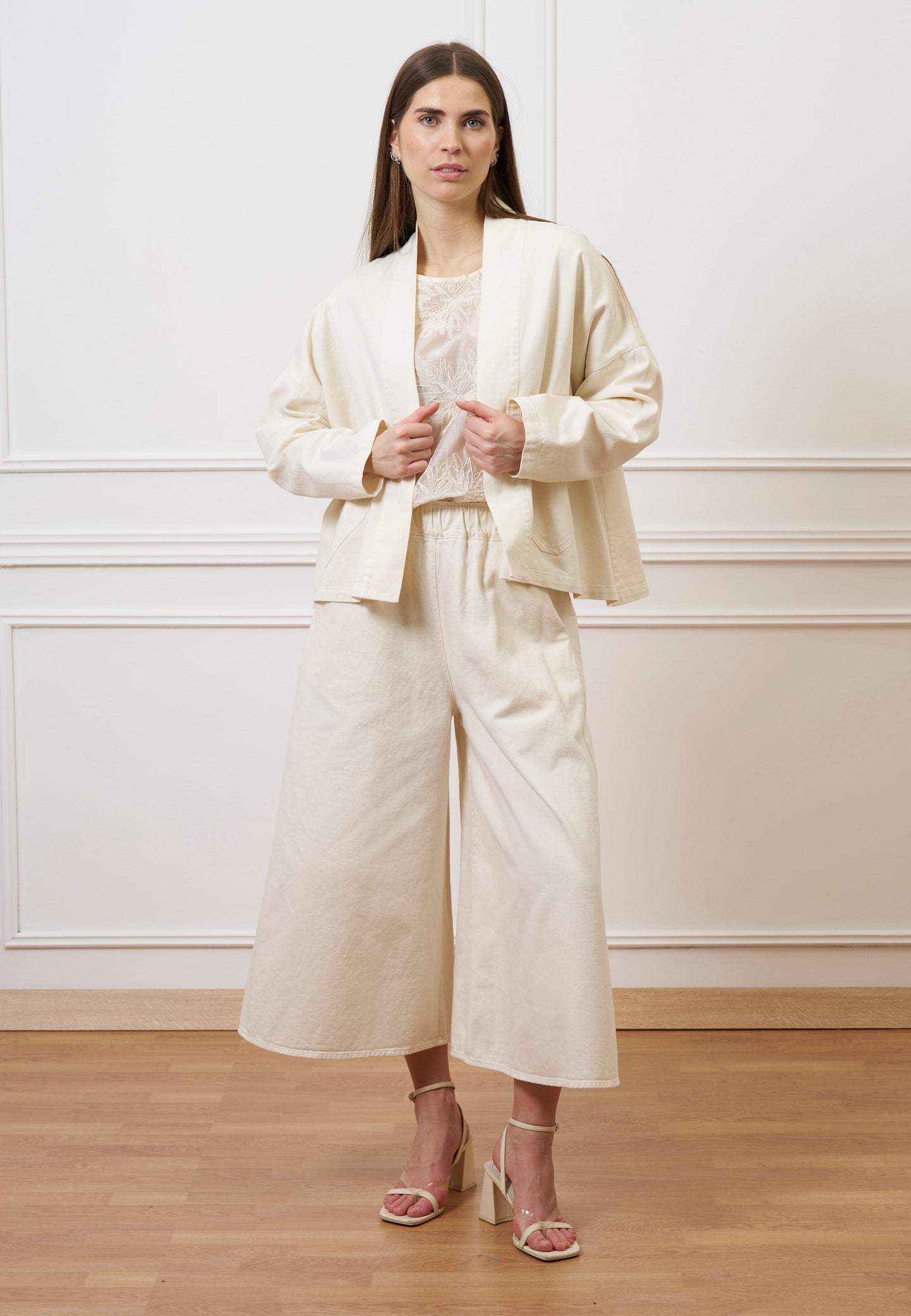 Giacca caban in gabardina - AVORIO