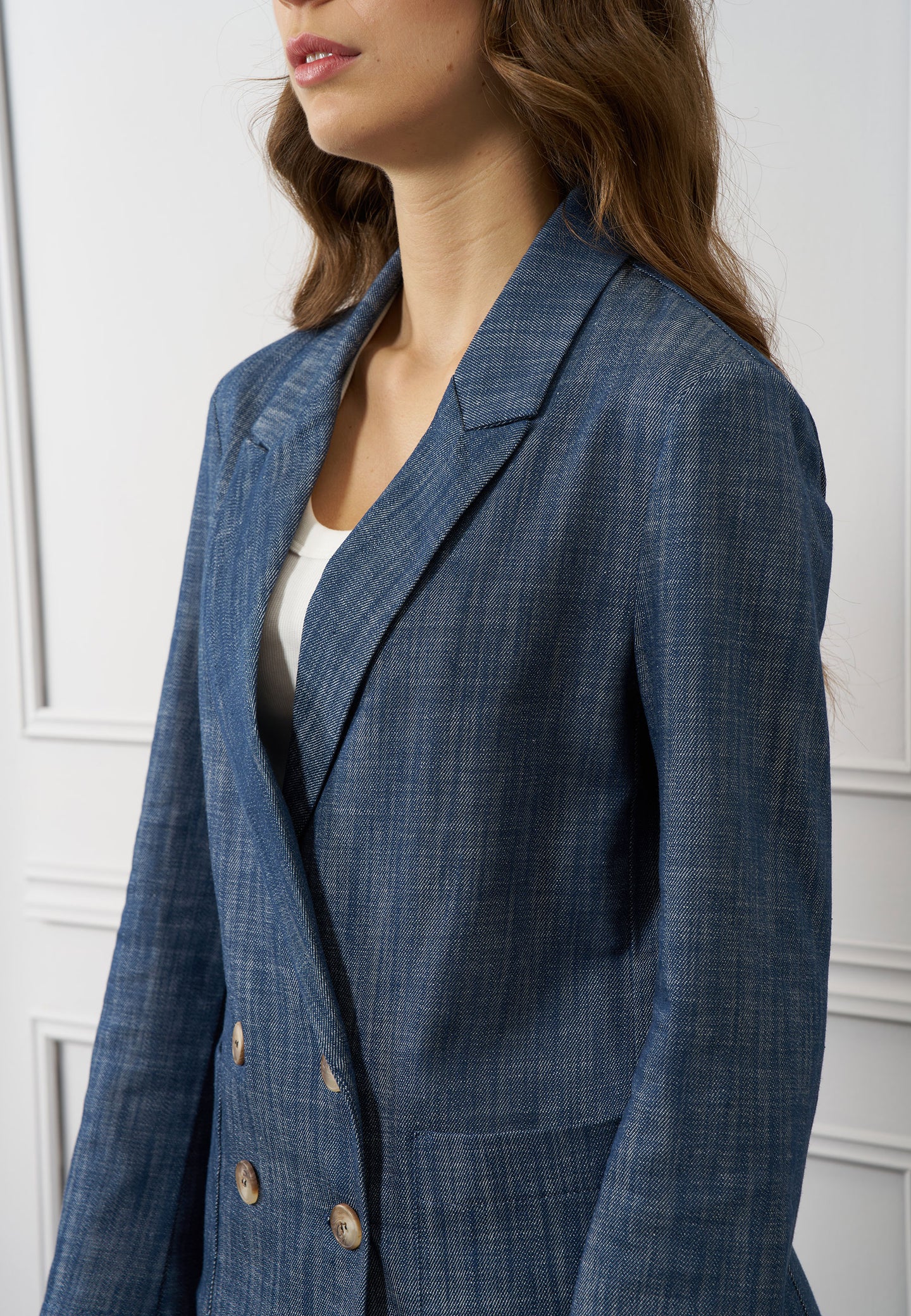 Giacca lunga denim sfrangiata