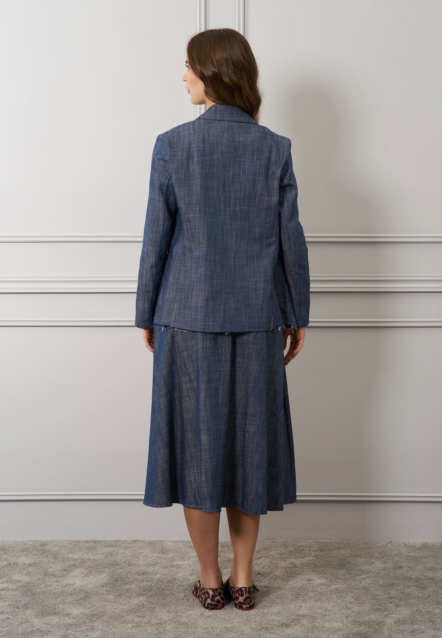 Giacca lunga denim sfrangiata