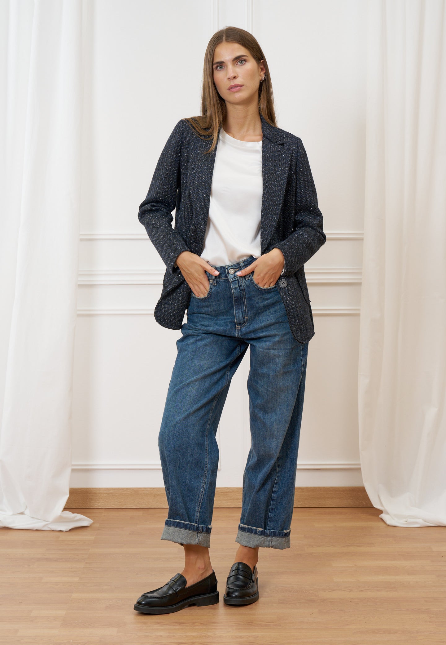 Giacca monopetto con lurex