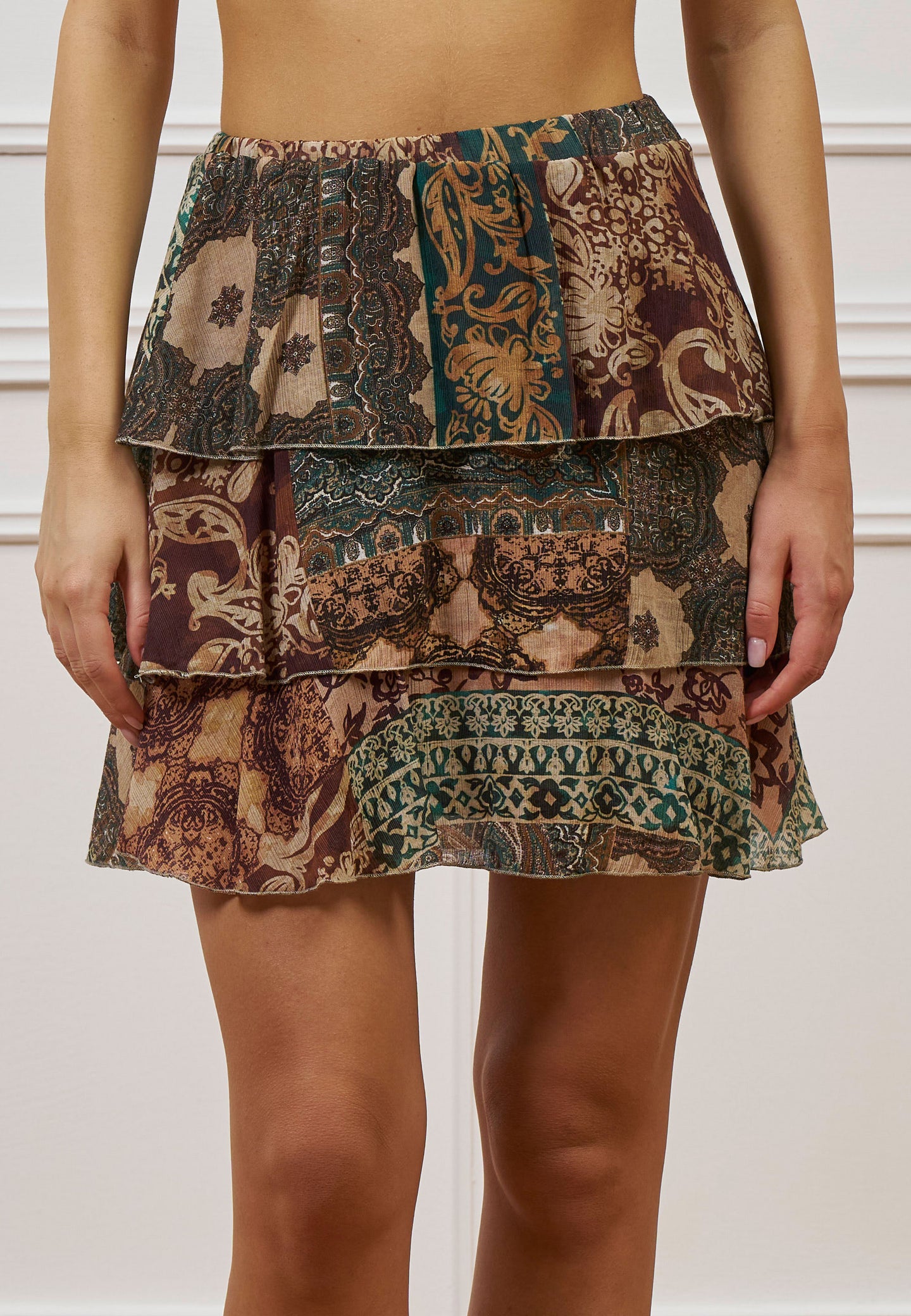 Gonna corta fantasia patchwork