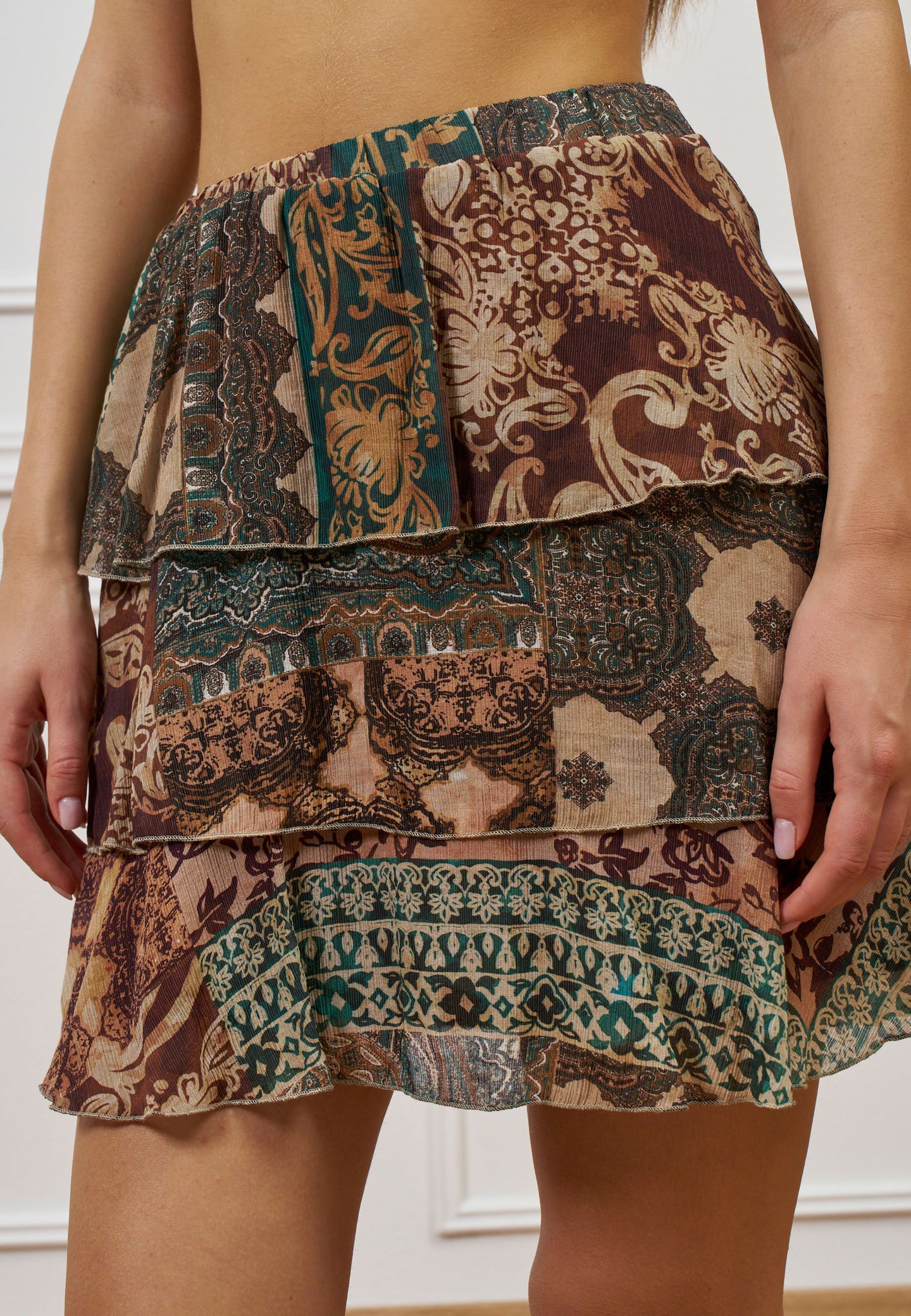 Gonna corta fantasia patchwork