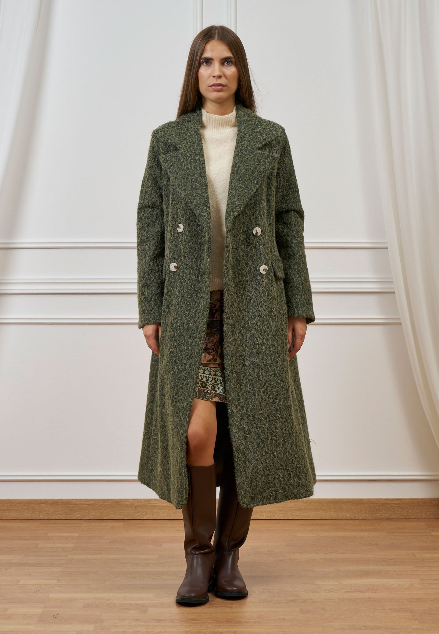 Cappotto lungo doppiopetto bouclé