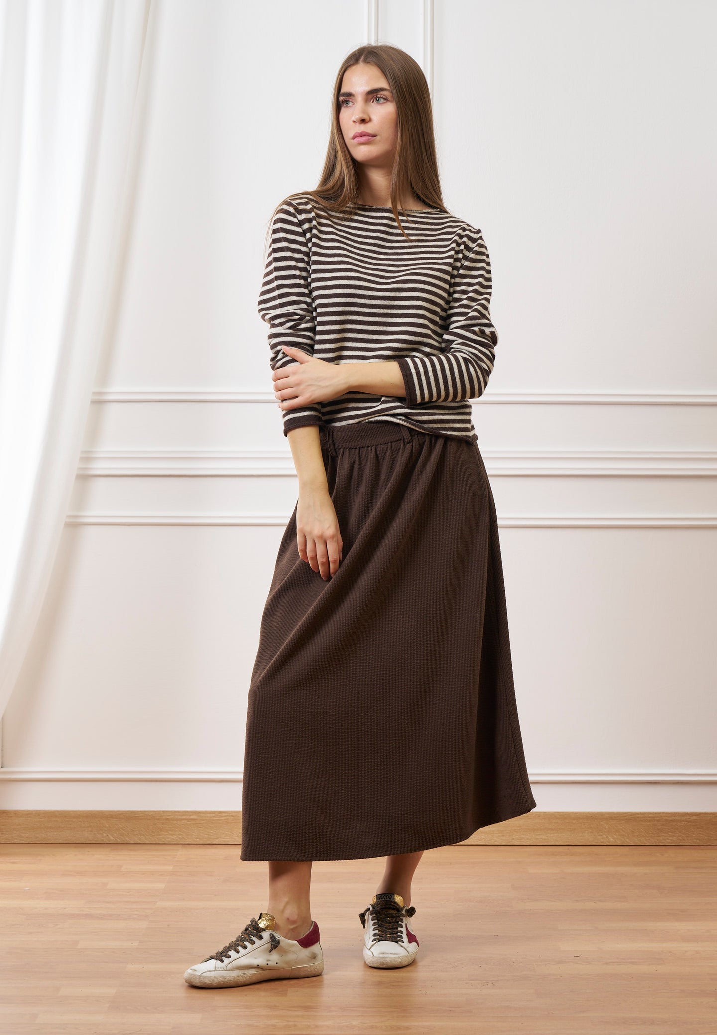 Gonna midi in velluto a coste