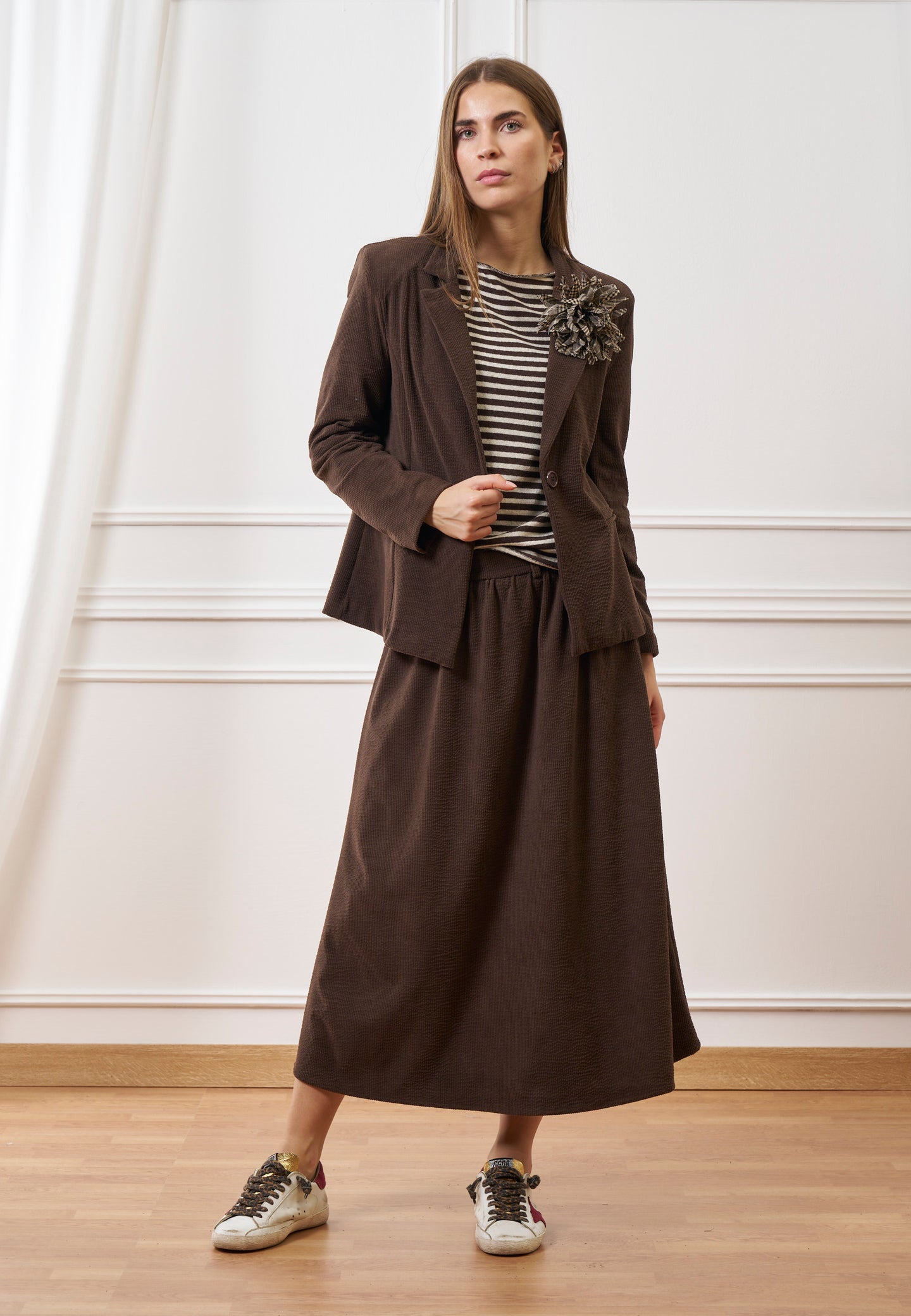 Gonna midi in velluto a coste