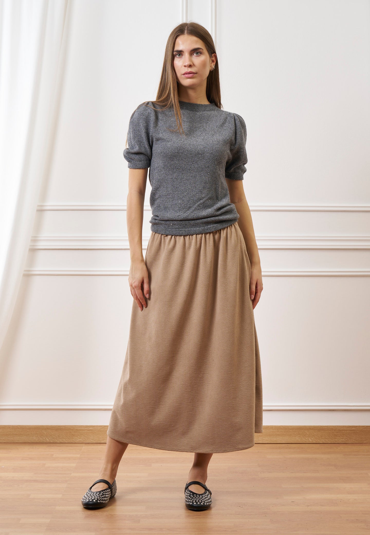 Gonna midi in velluto a coste