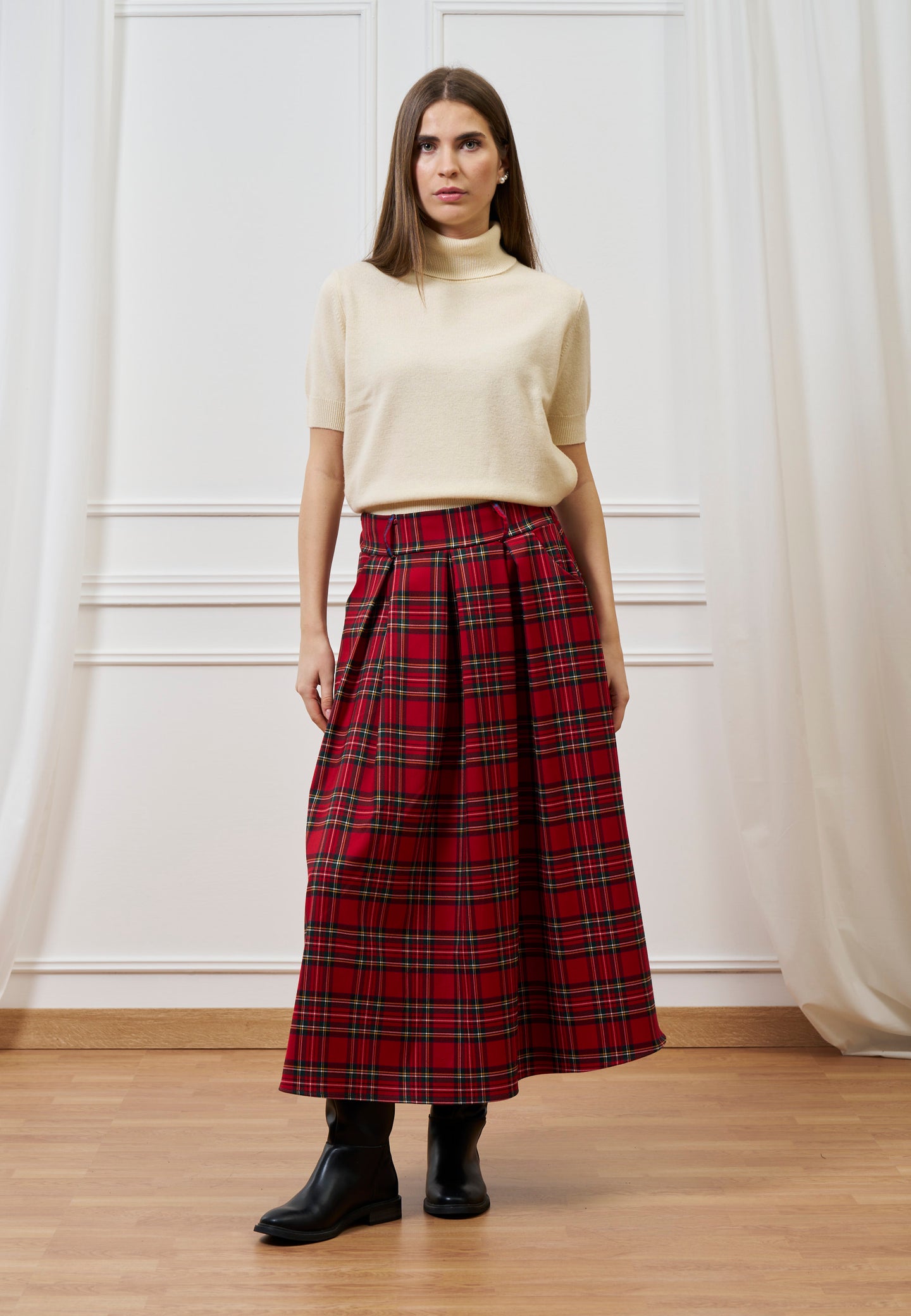 Gonna midi ruota tartan