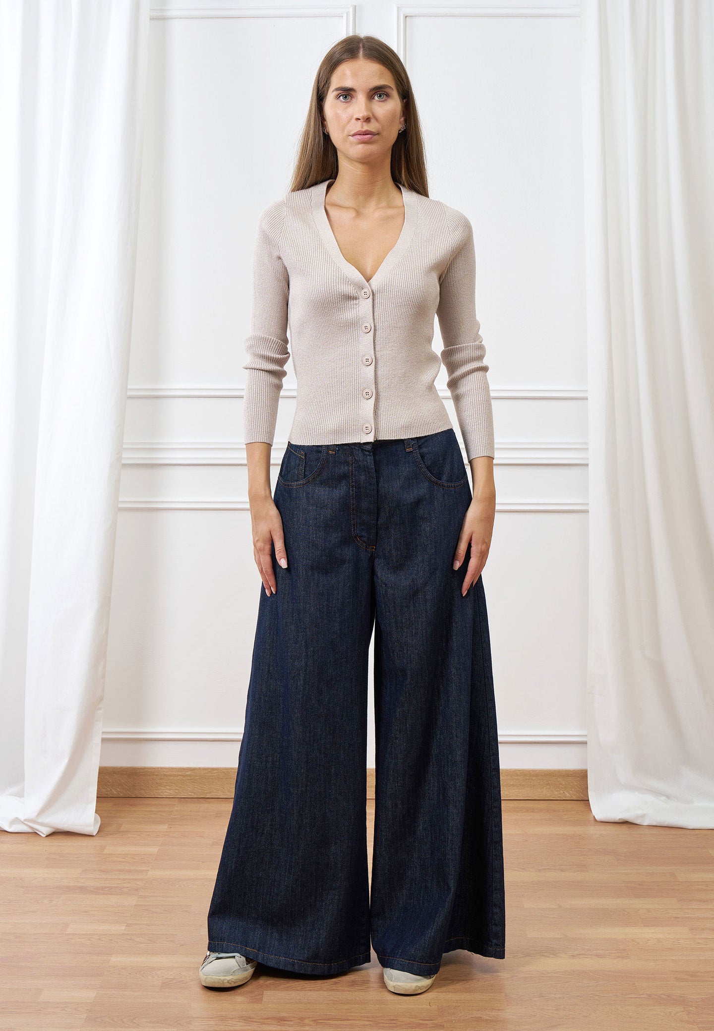 Jeans gamba ampia vita alta