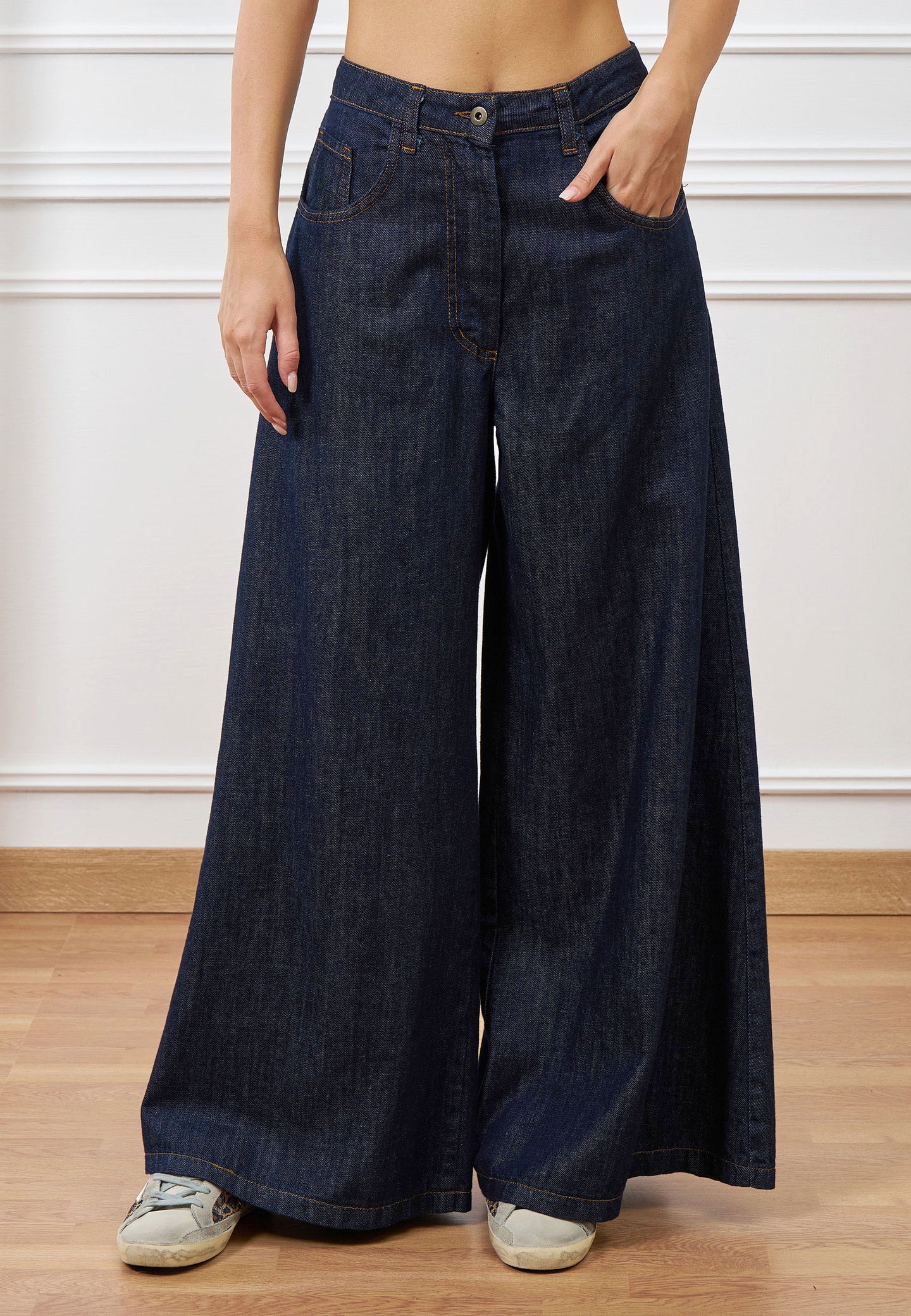 Jeans gamba ampia vita alta