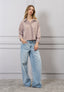Jeans palazzo bottone gioiello