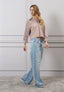 Jeans palazzo bottone gioiello