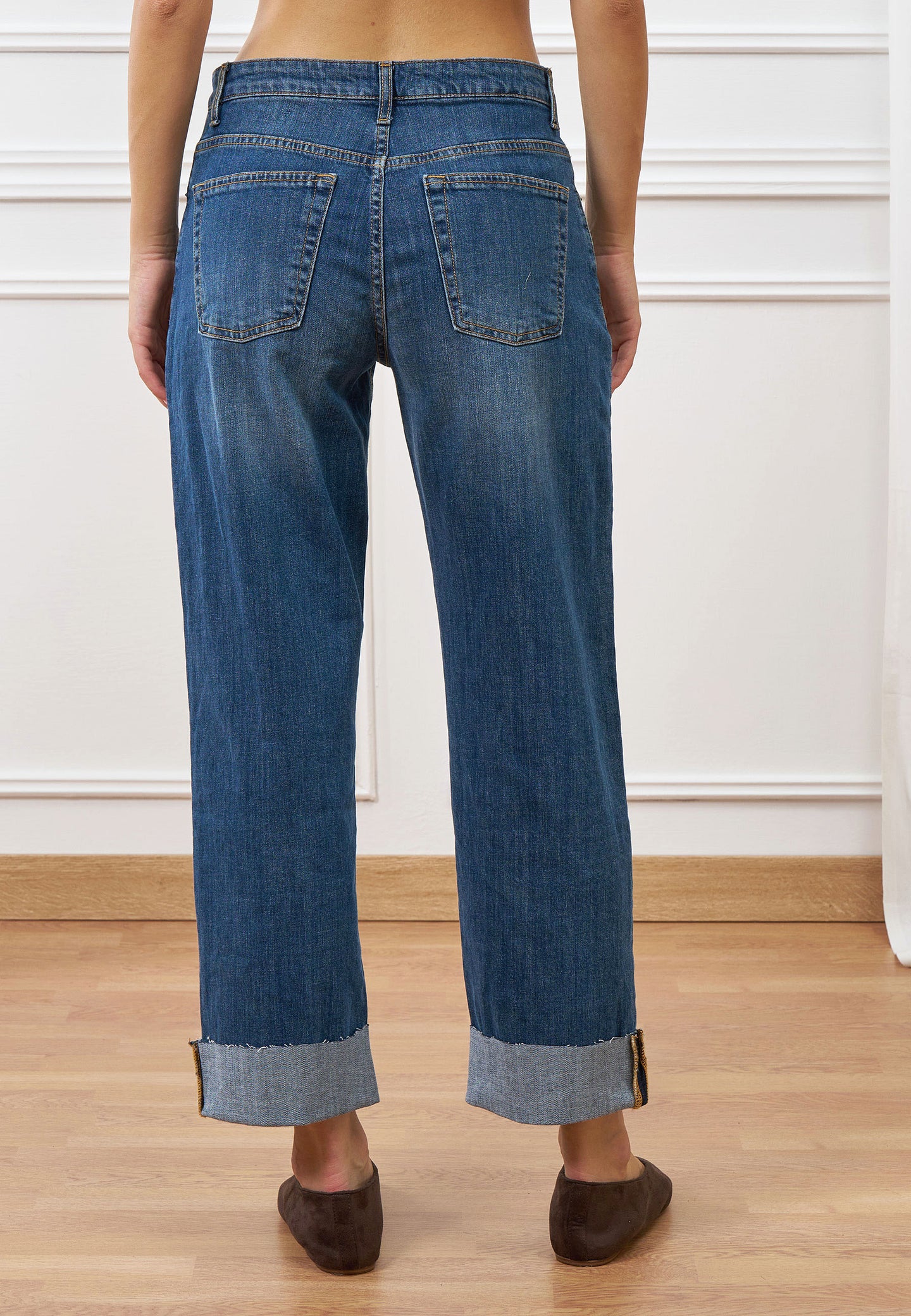 Jeans vita alta risvolto