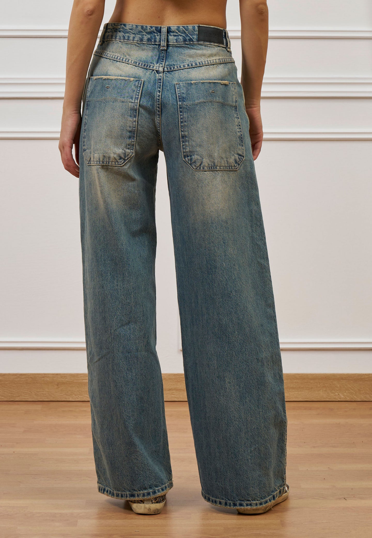 Jeans wide leg a vita alta