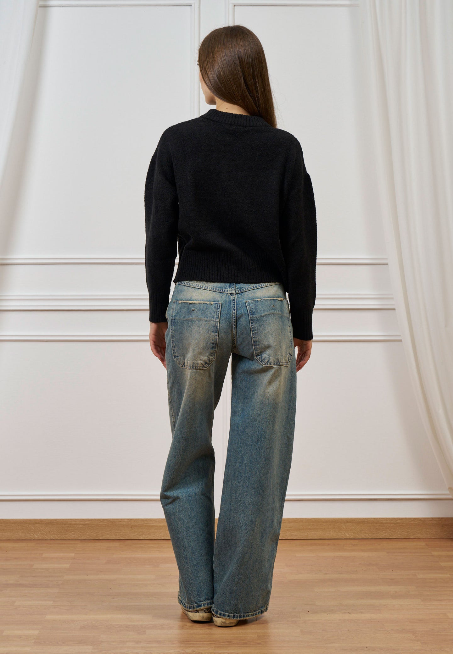 Jeans wide leg a vita alta