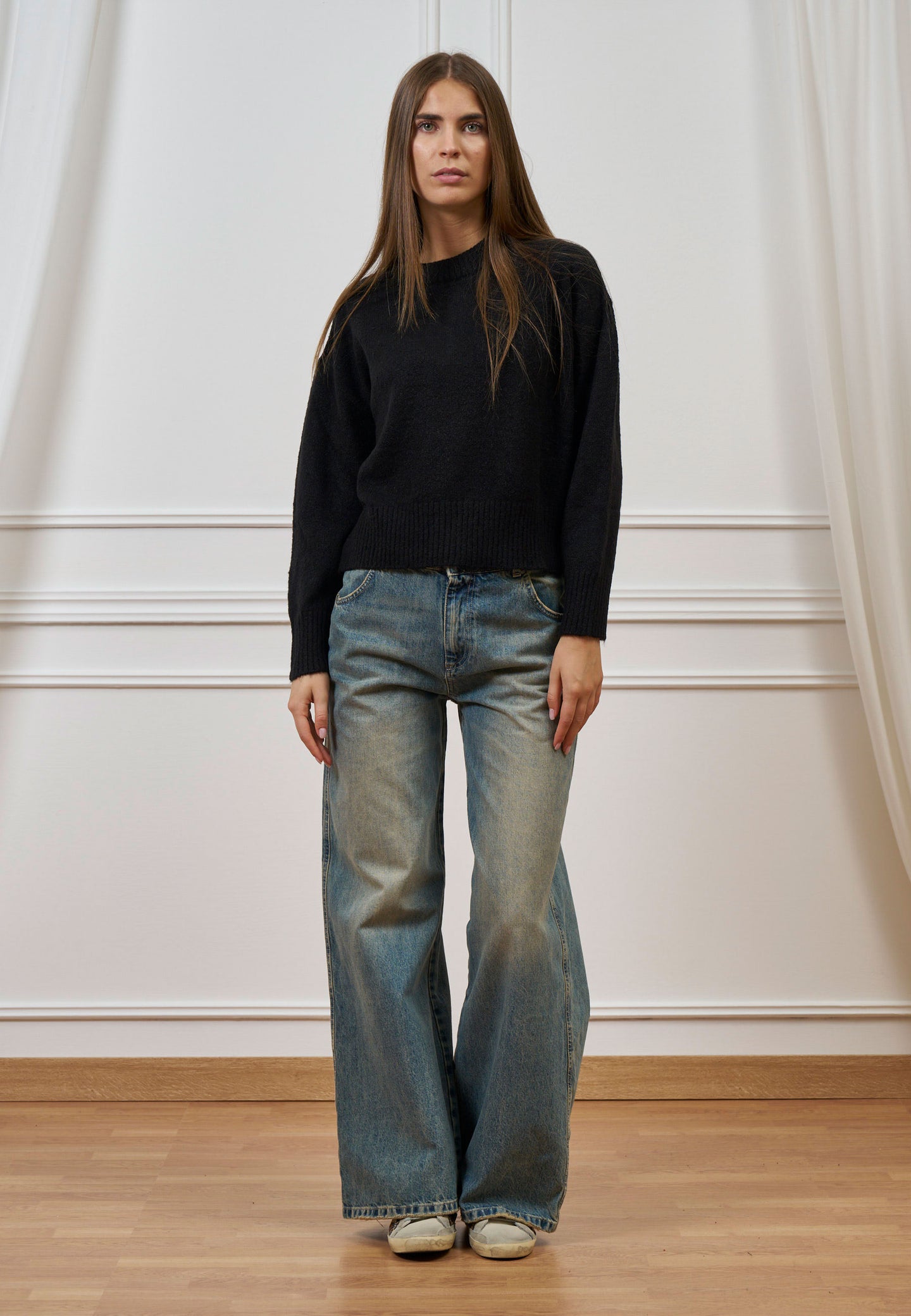 Jeans wide leg a vita alta