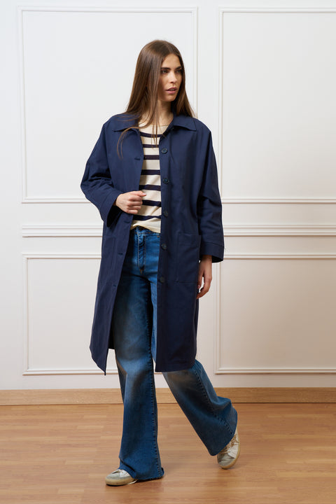 Cappotto a ovetto in cotone - BLU