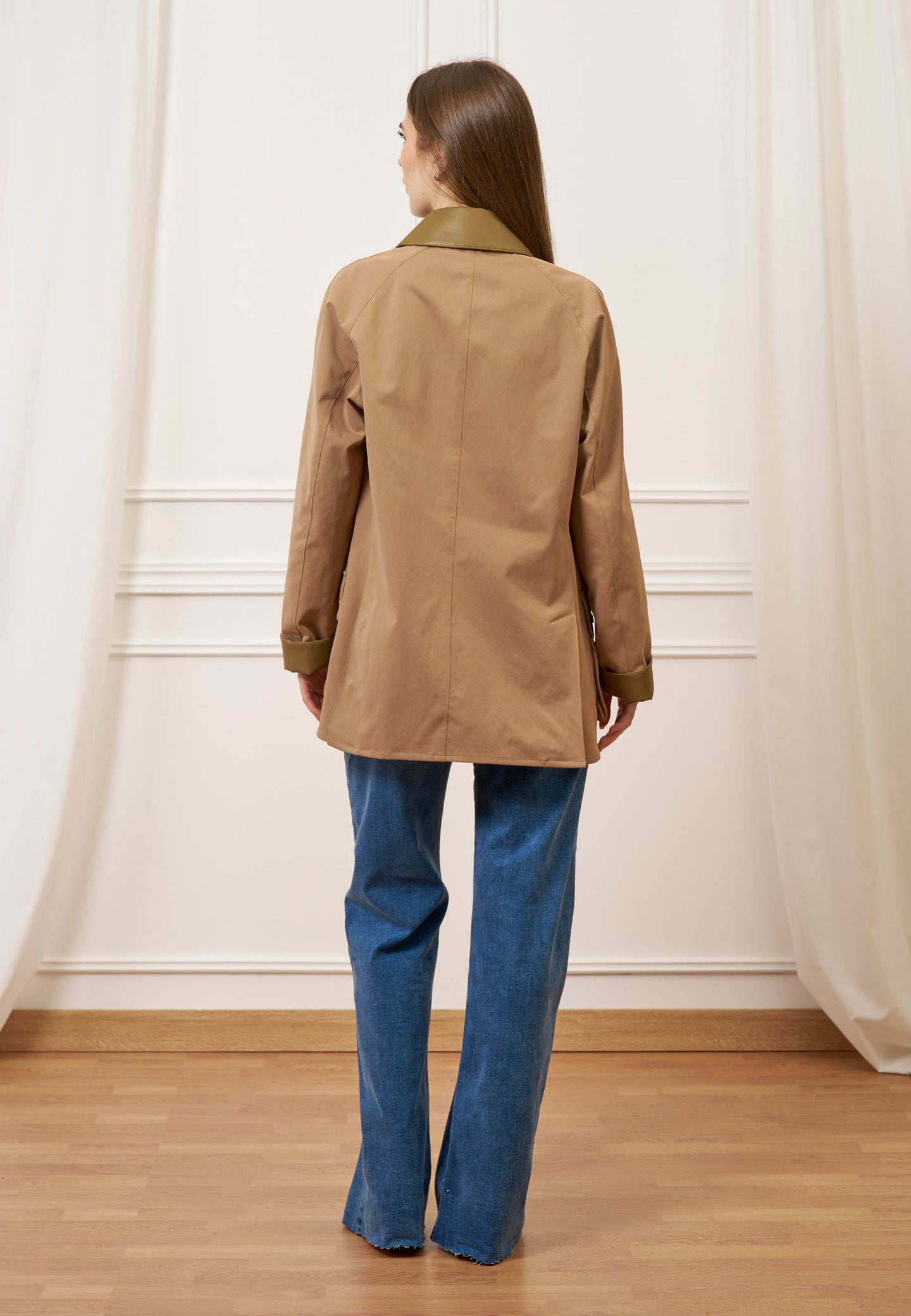 Giubbino con inserti ecopelle - BEIGE