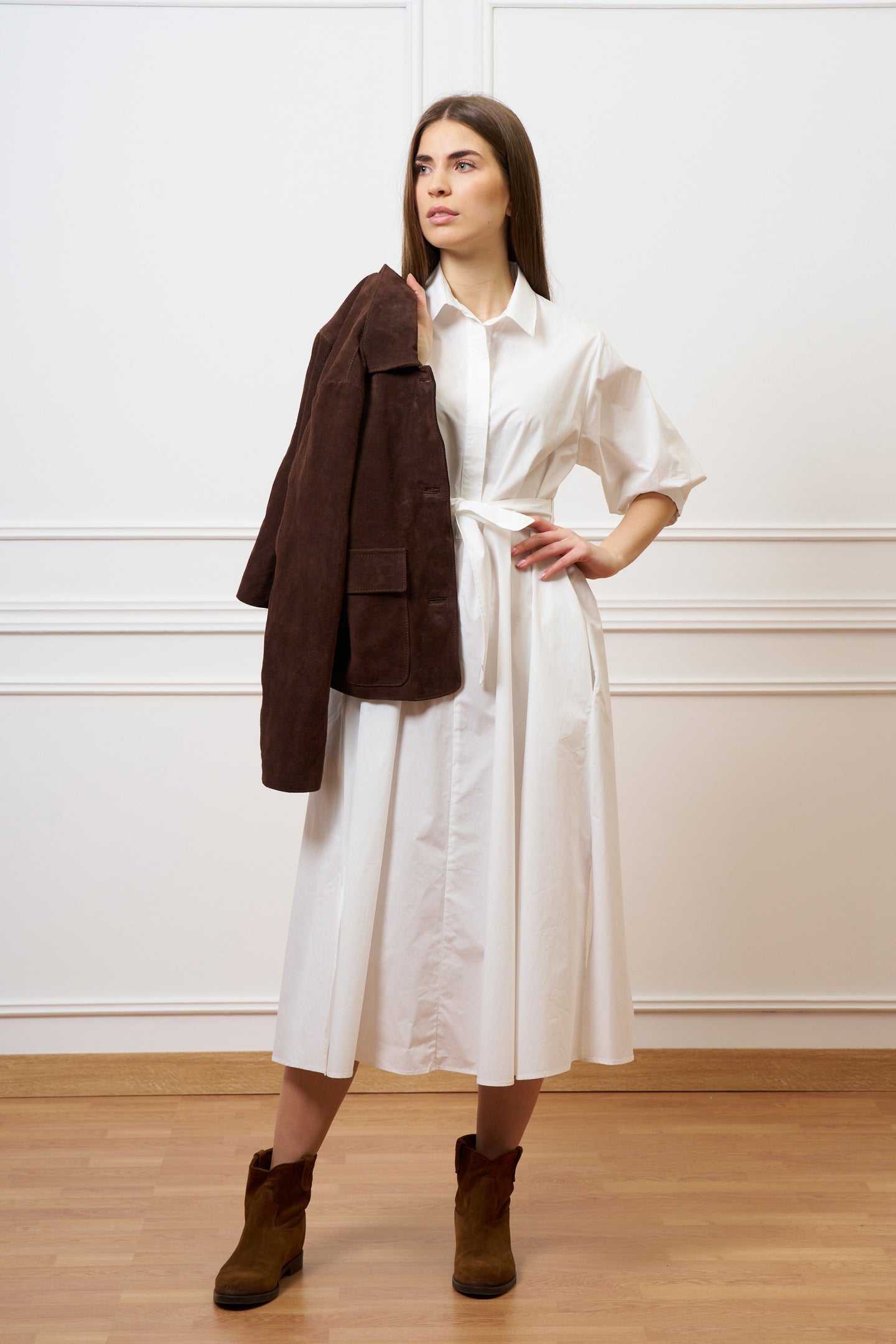 Giubbino in pelle scamosciata - MARRONE