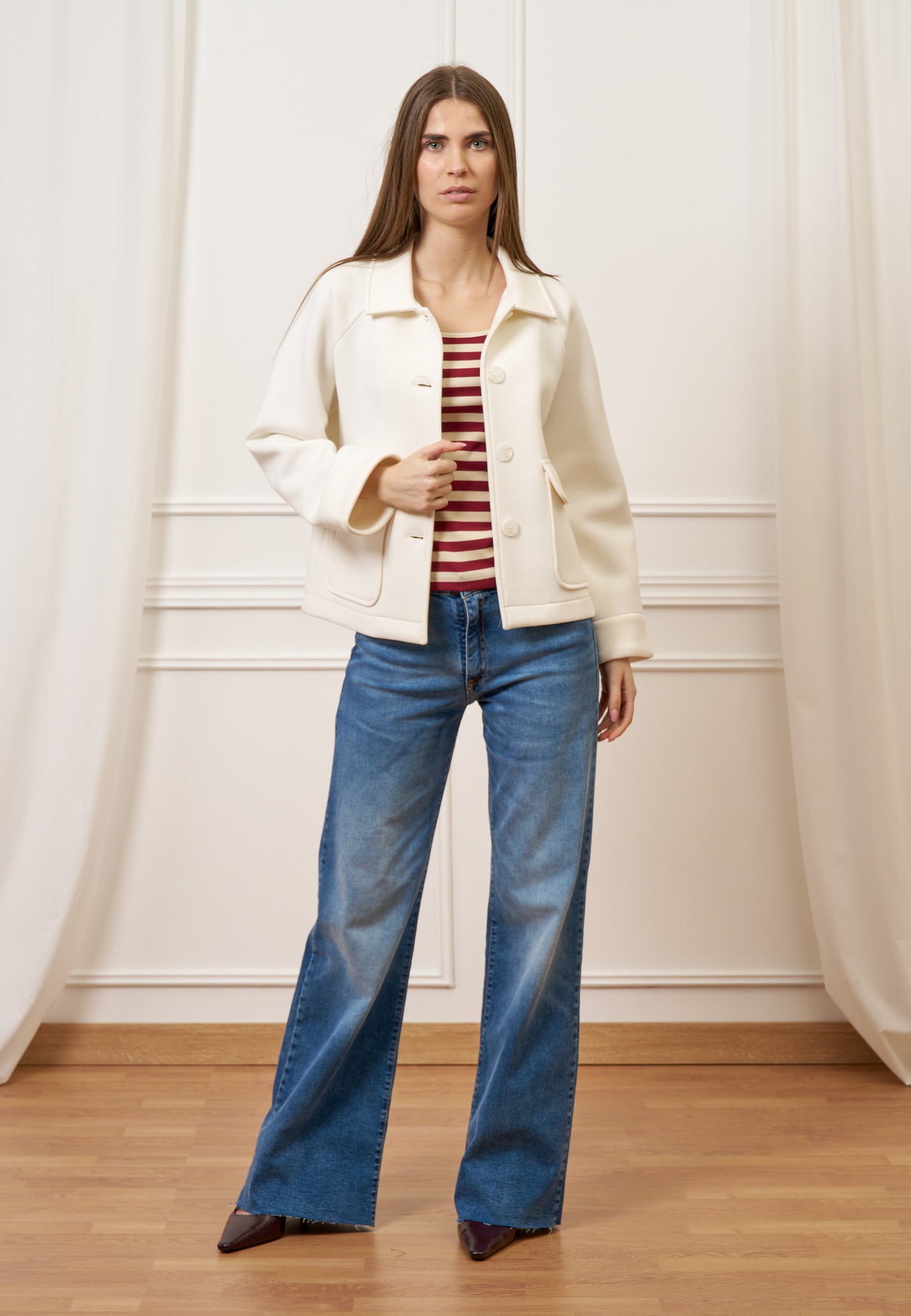 Cappotto accoppiato con tasche - AVORIO