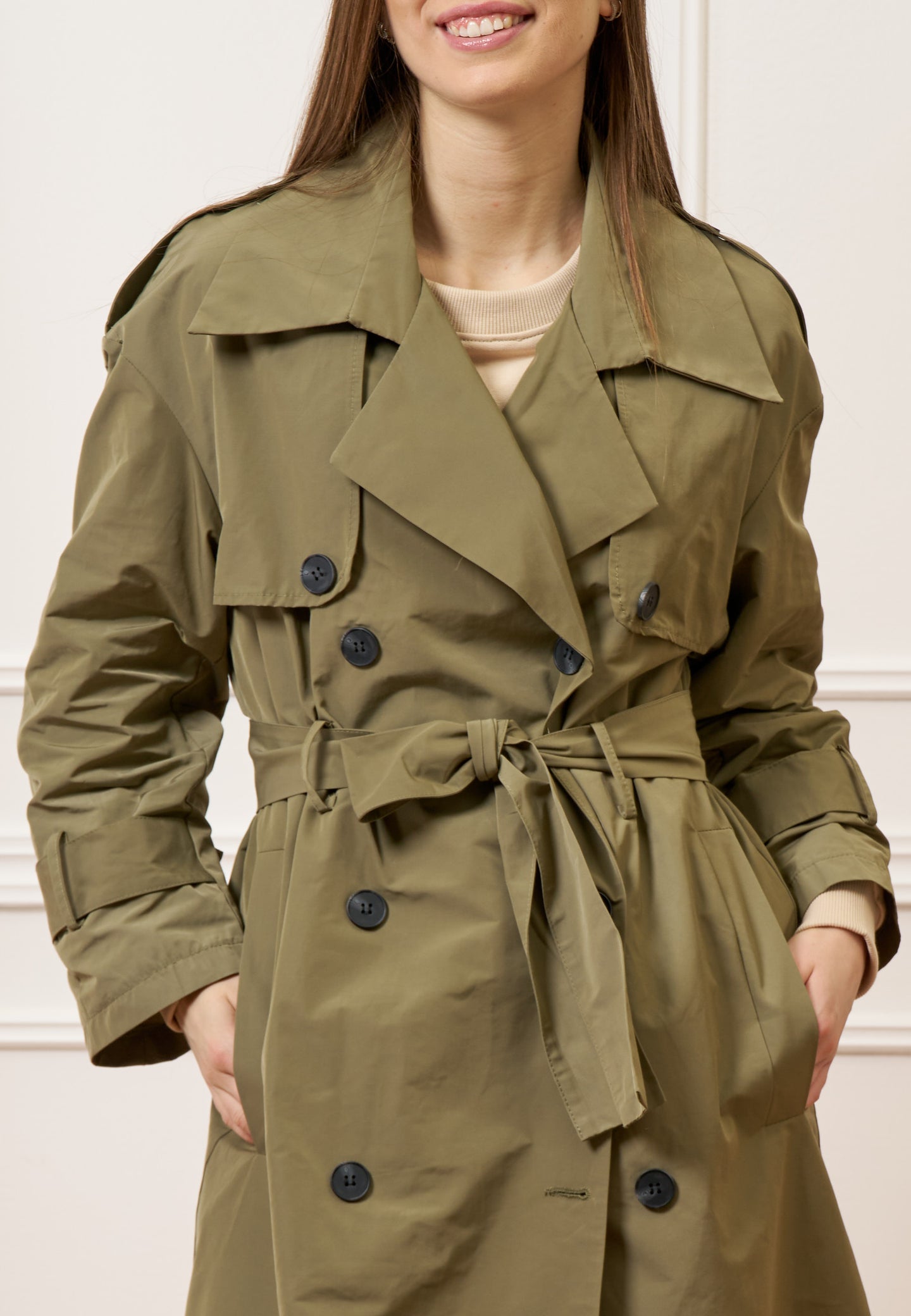 Trench over lungo con cintura