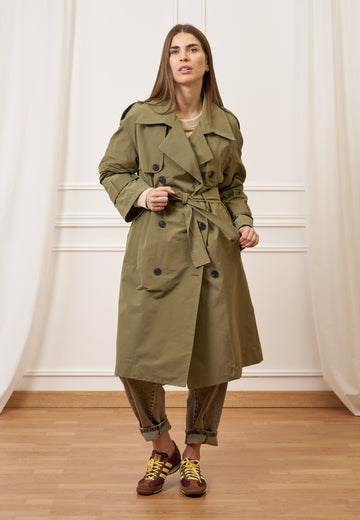 Trench over lungo con cintura - MILITARE