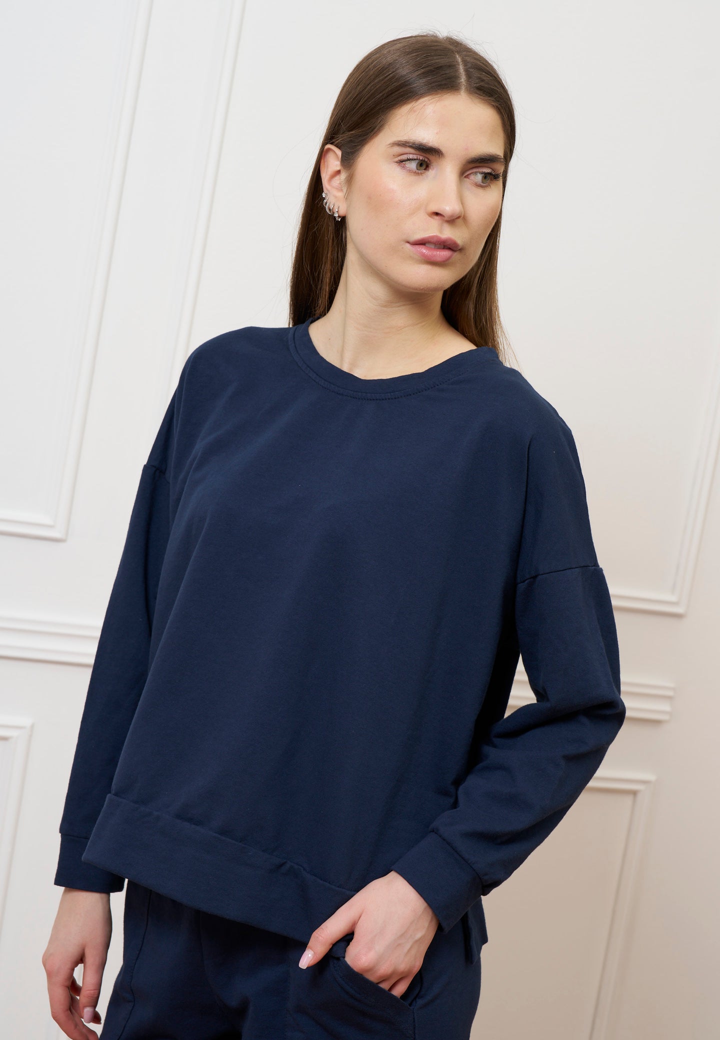 Felpa scatola con spacchi laterali - BLU