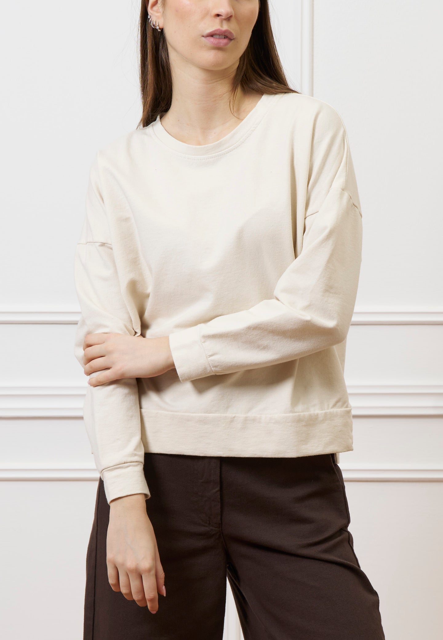 Felpa scatola con spacchi laterali - AVORIO