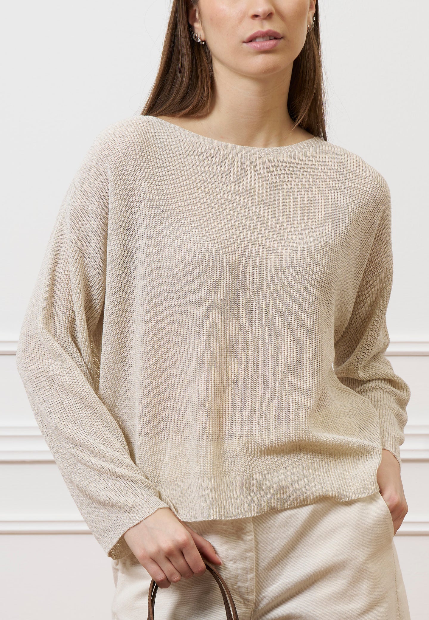 Maglia in misto lino - BEIGE