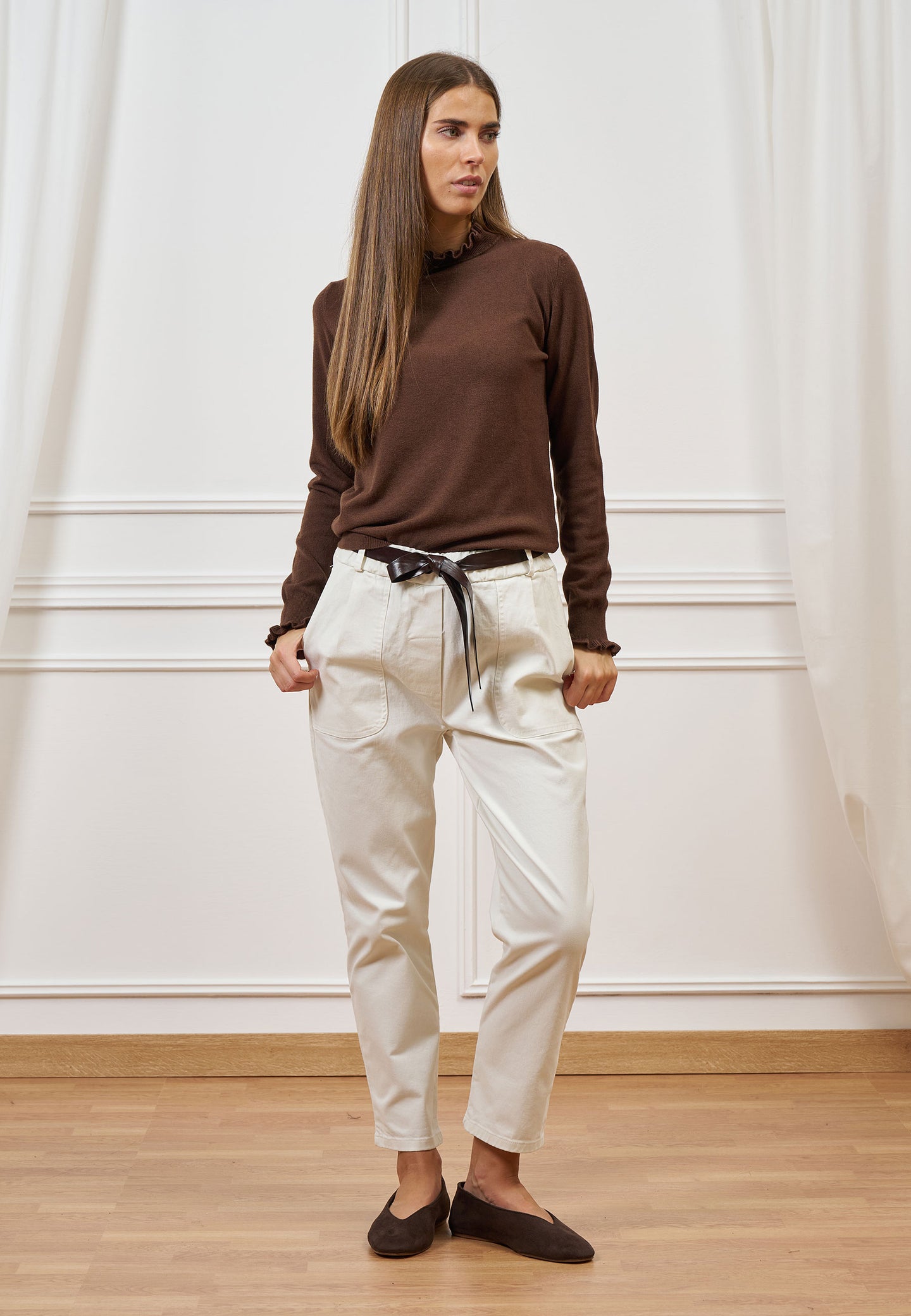 Maglia collo alto con rouches