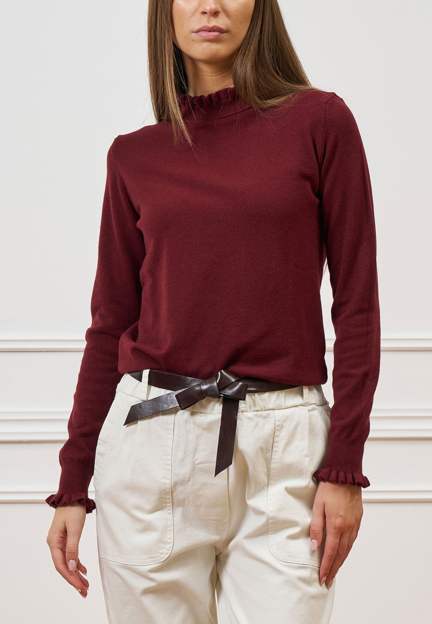 Maglia collo alto con rouches
