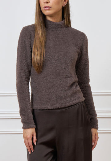 Maglia collo alto effetto peluche