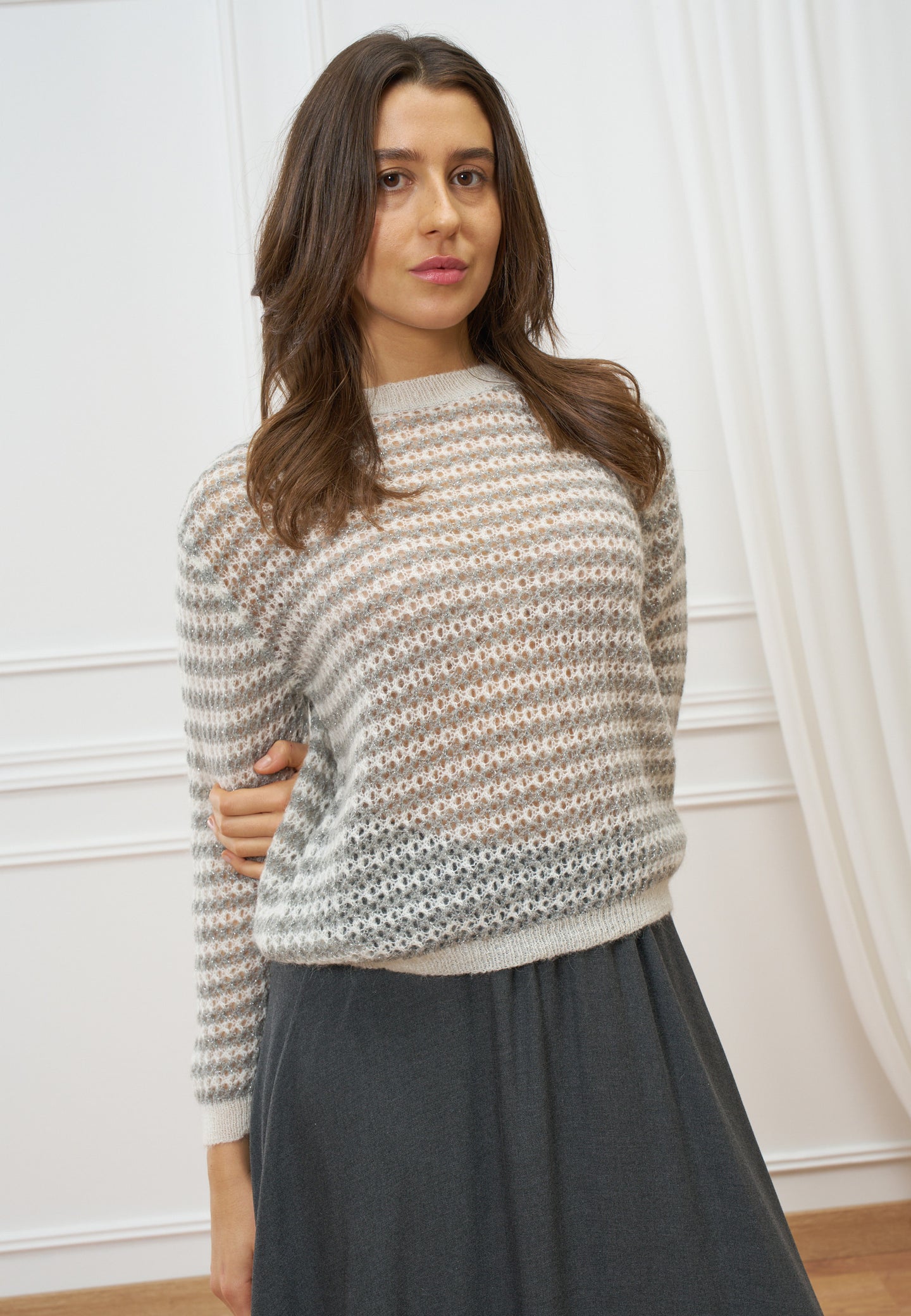 Maglia con motivo lurex in rilievo