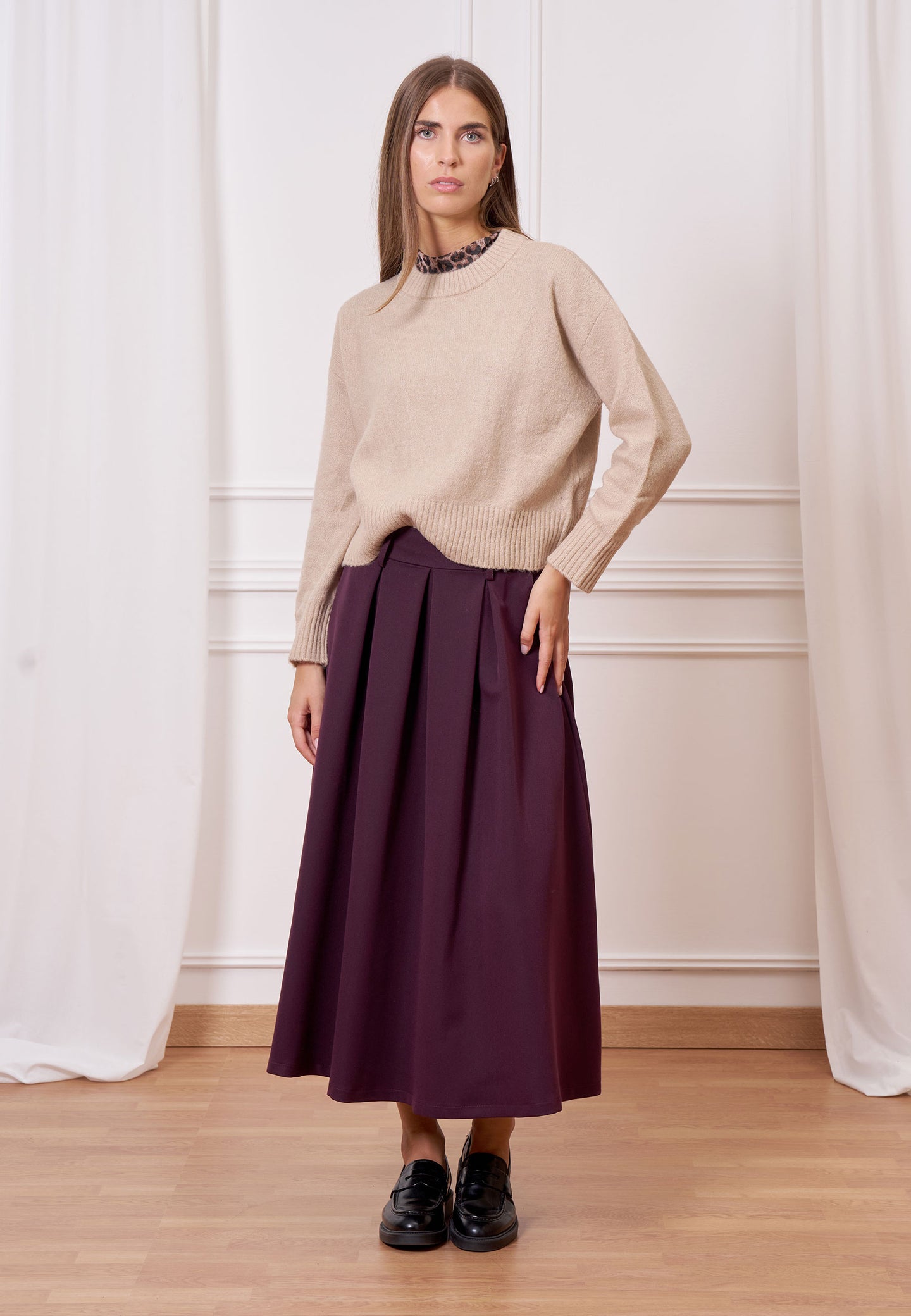 Maglione con profili a costine