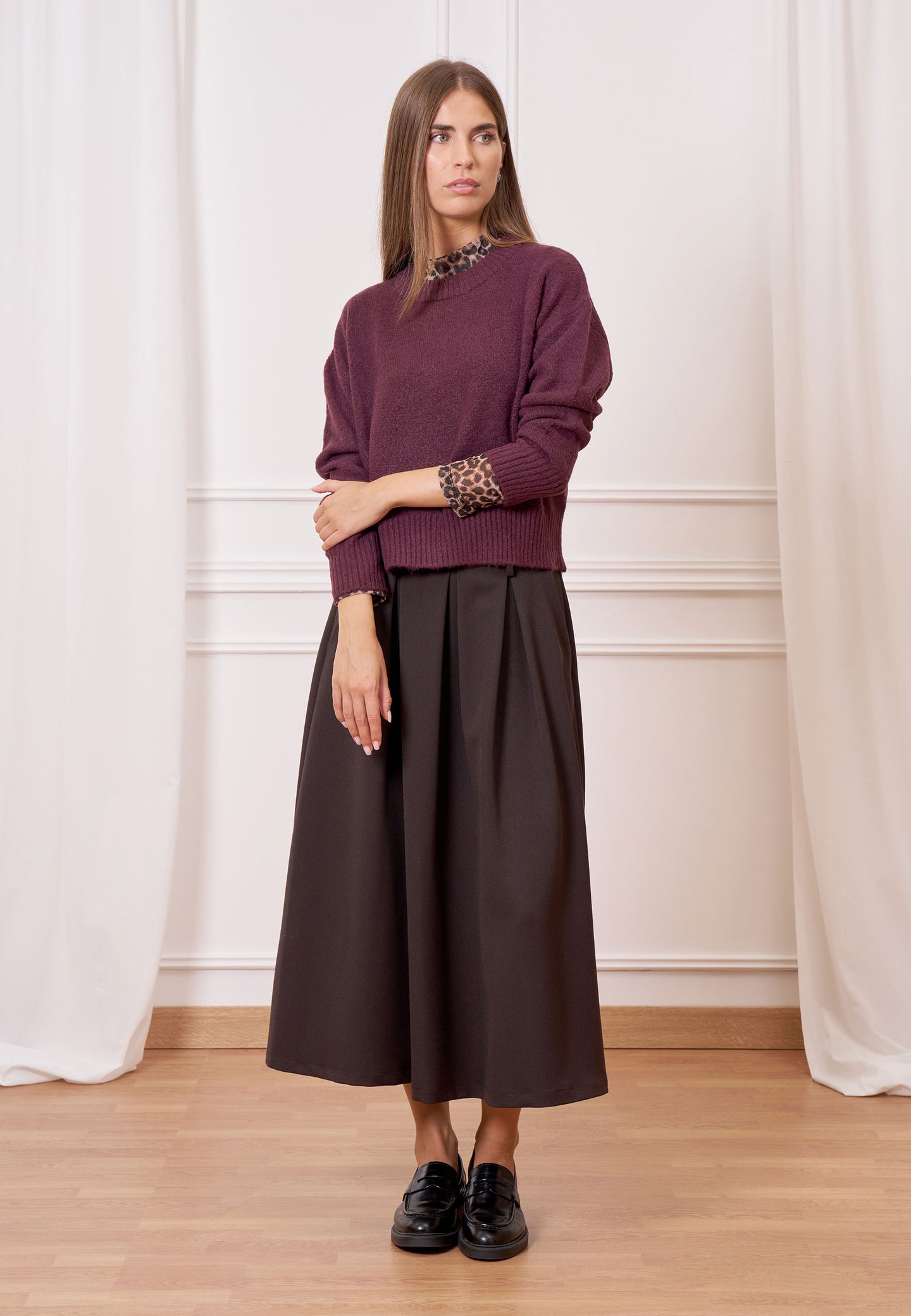 Maglione con profili a costine