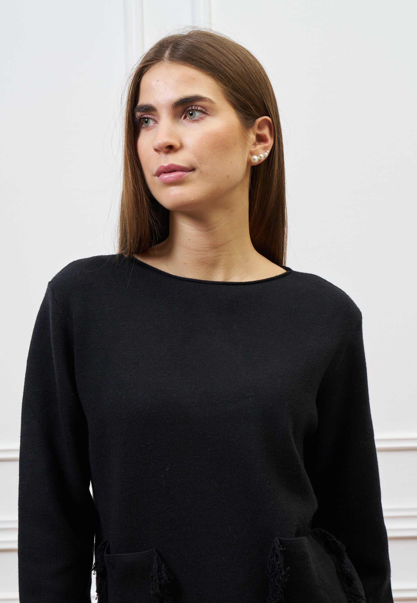 Maglia con tasche sfrangiate