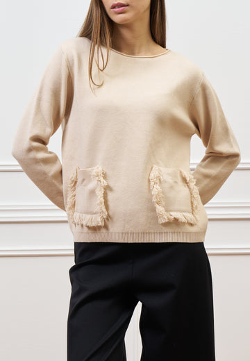 Maglia con tasche sfrangiate